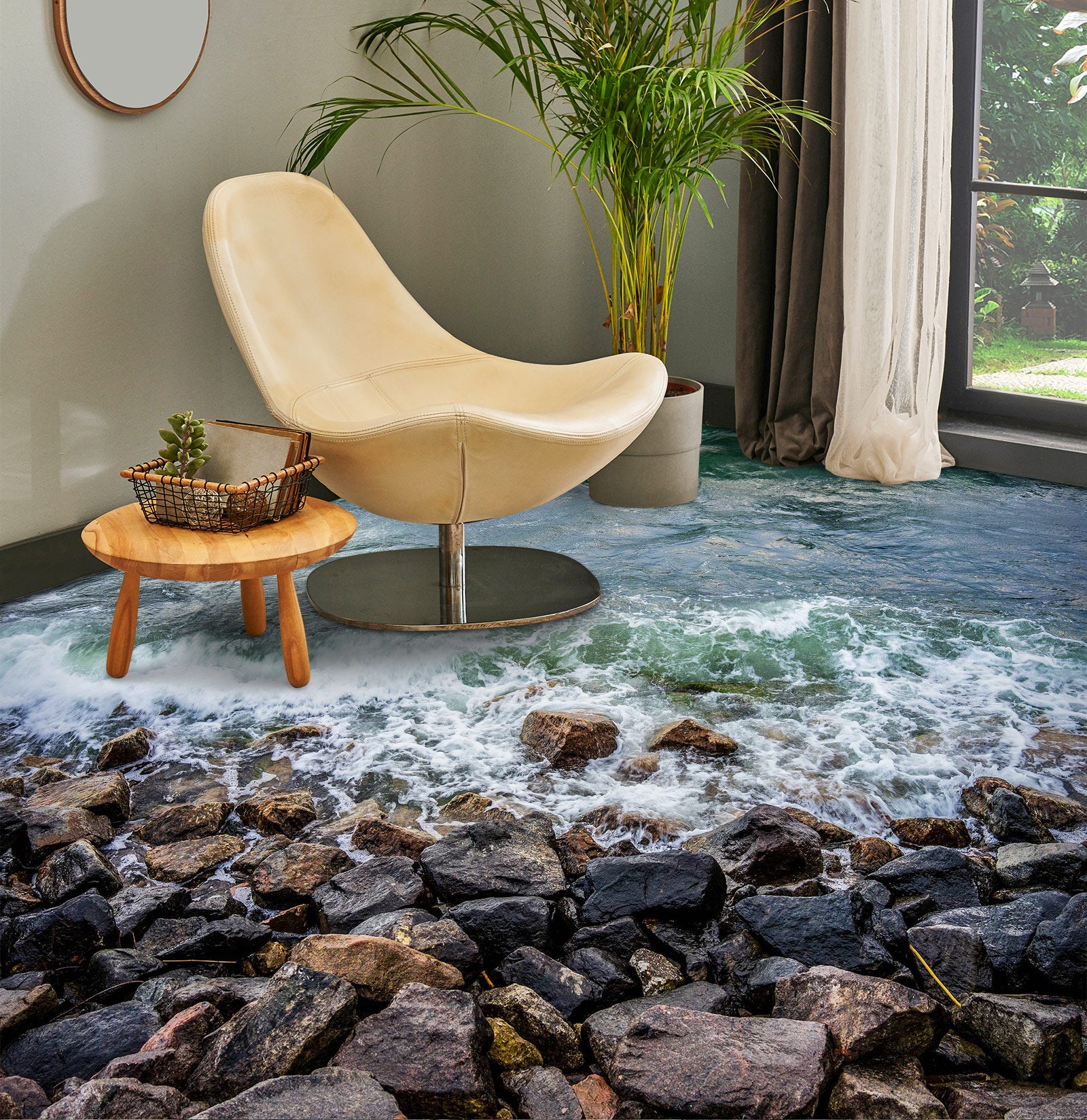 3D Waves And Stones 1179 Floor Mural  Wallpaper Murals Self-Adhesive Removable Print Epoxy