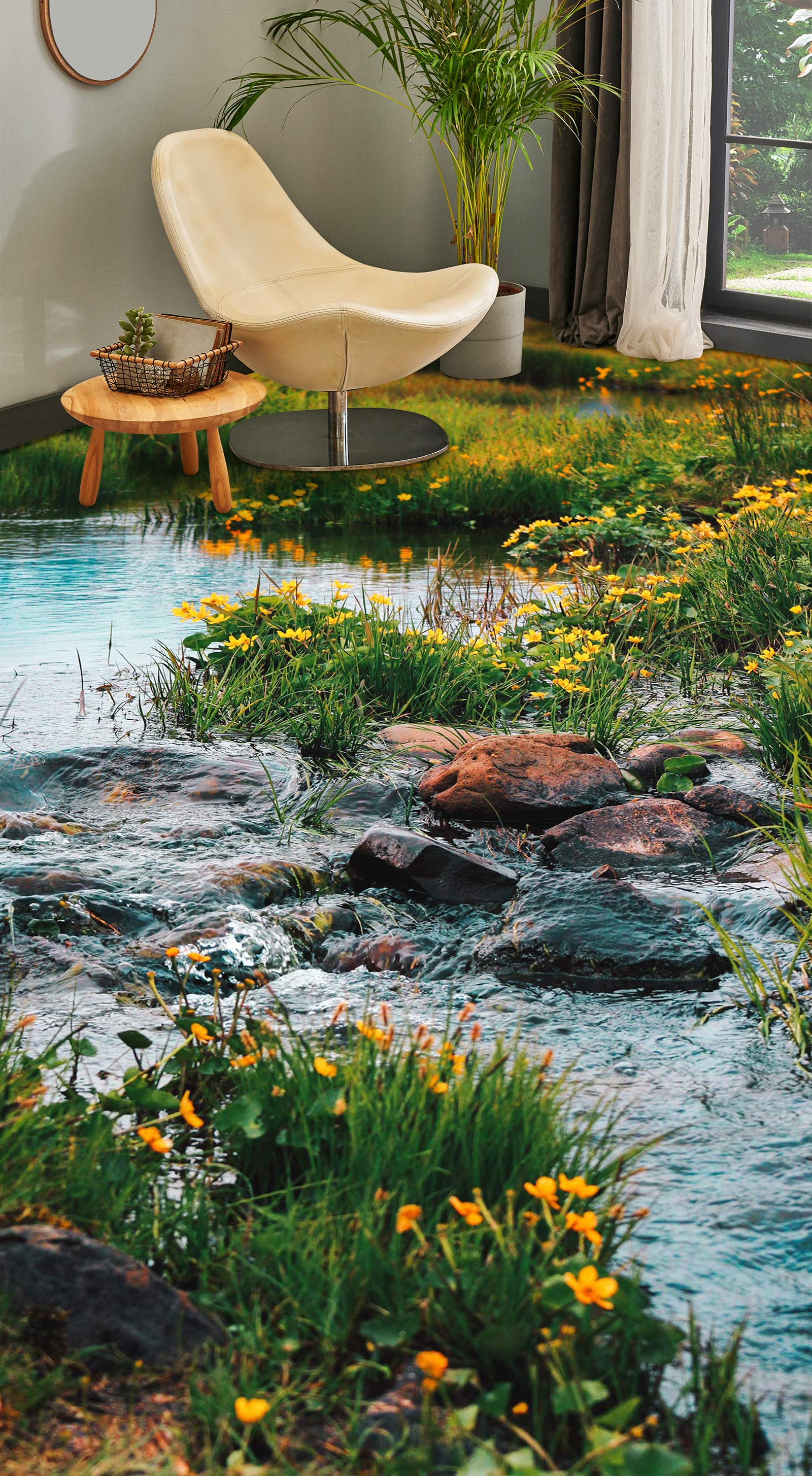 3D Vibrant Yellow Flowers 1102 Floor Mural  Wallpaper Murals Self-Adhesive Removable Print Epoxy