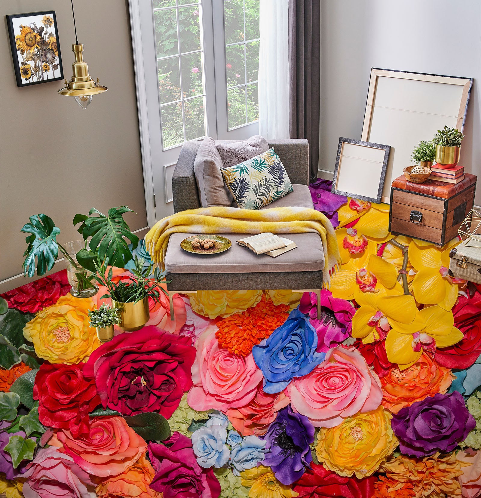 3D Warmly Colored Roses 338 Floor Mural  Wallpaper Murals Rug & Mat Print Epoxy waterproof bath floor