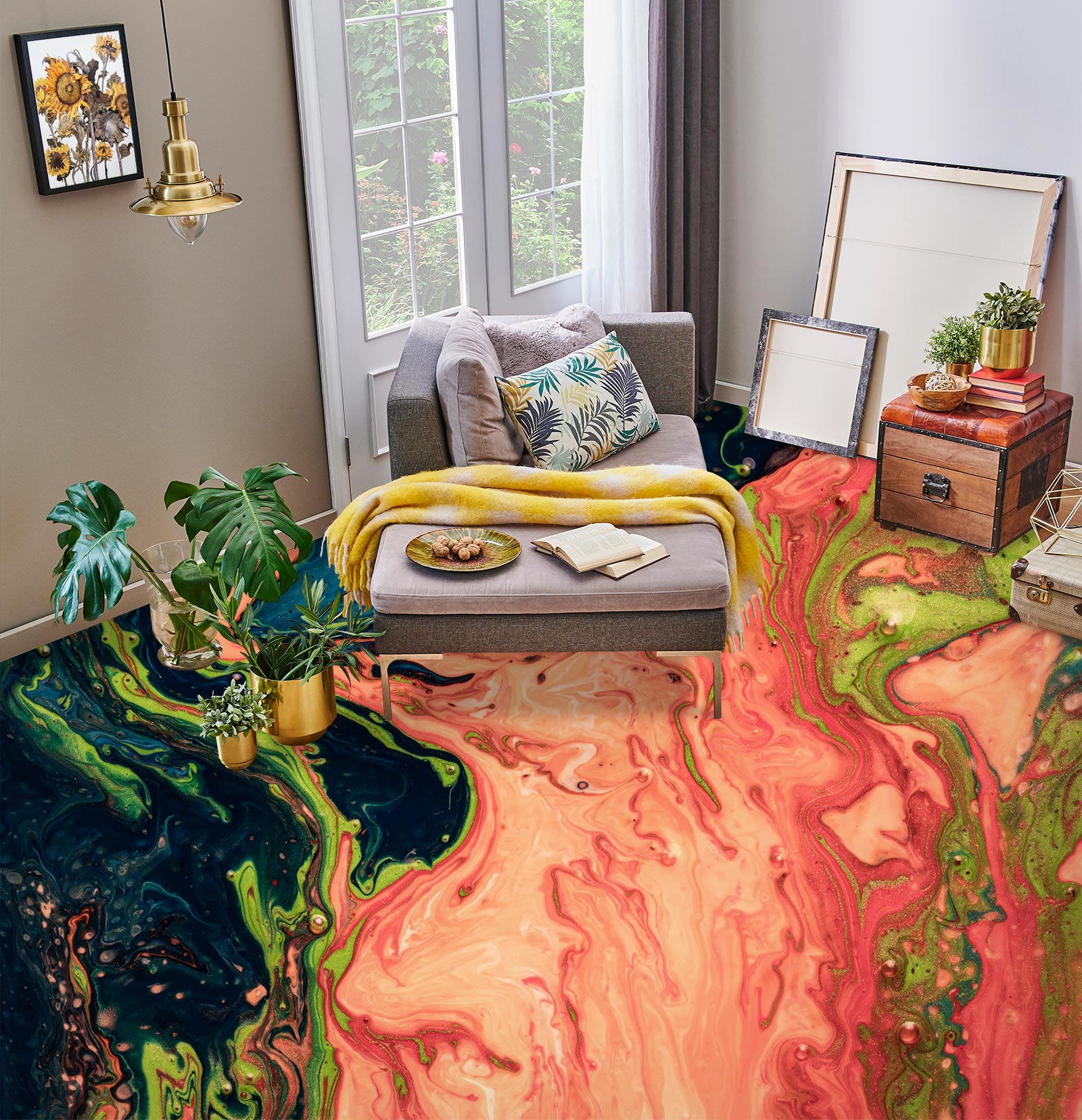 3D Red And Green Texture 1184 Floor Mural  Wallpaper Murals Self-Adhesive Removable Print Epoxy