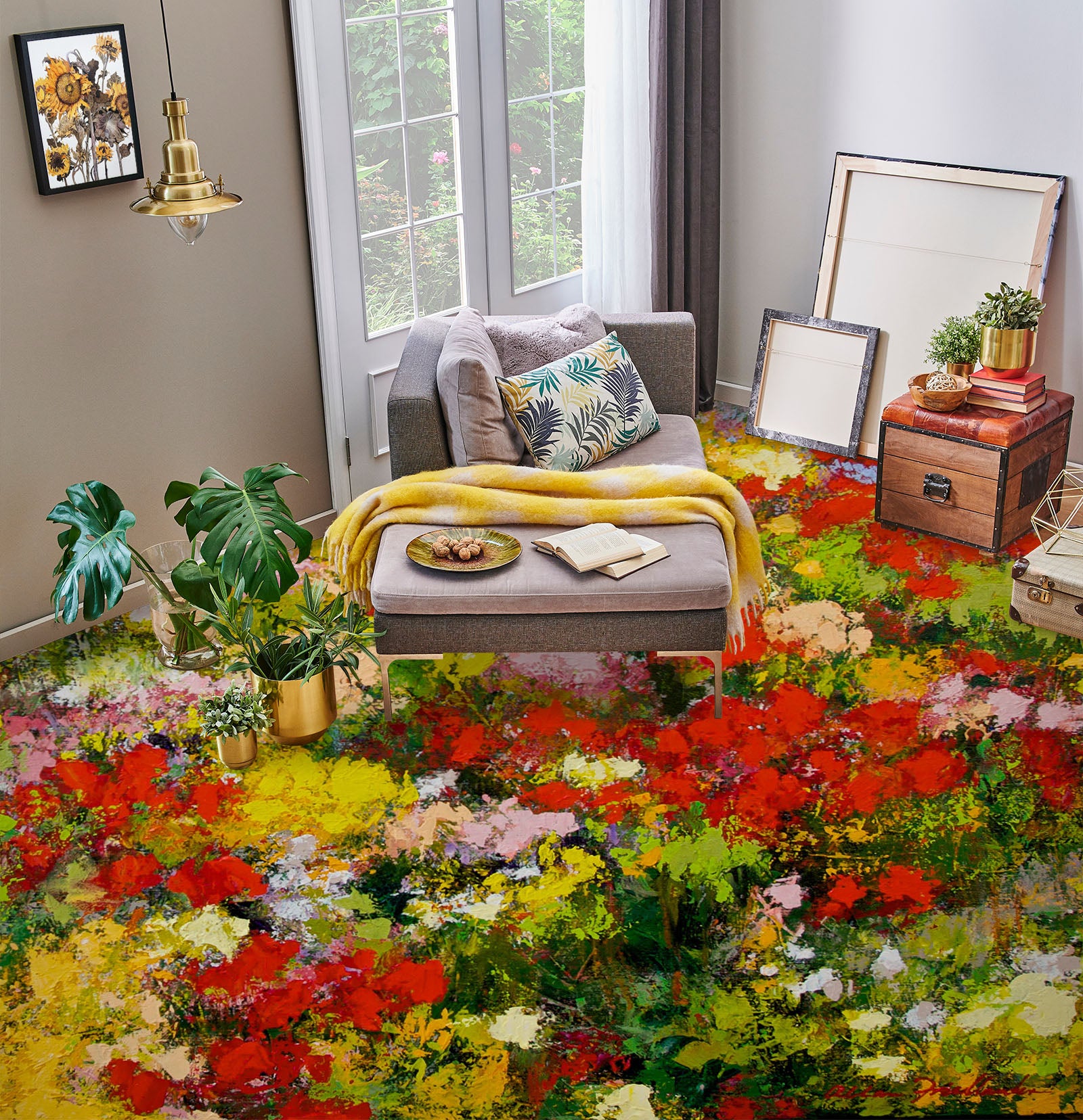3D Flower Bush Painting 9928 Allan P. Friedlander Floor Mural  Wallpaper Murals Self-Adhesive Removable Print Epoxy