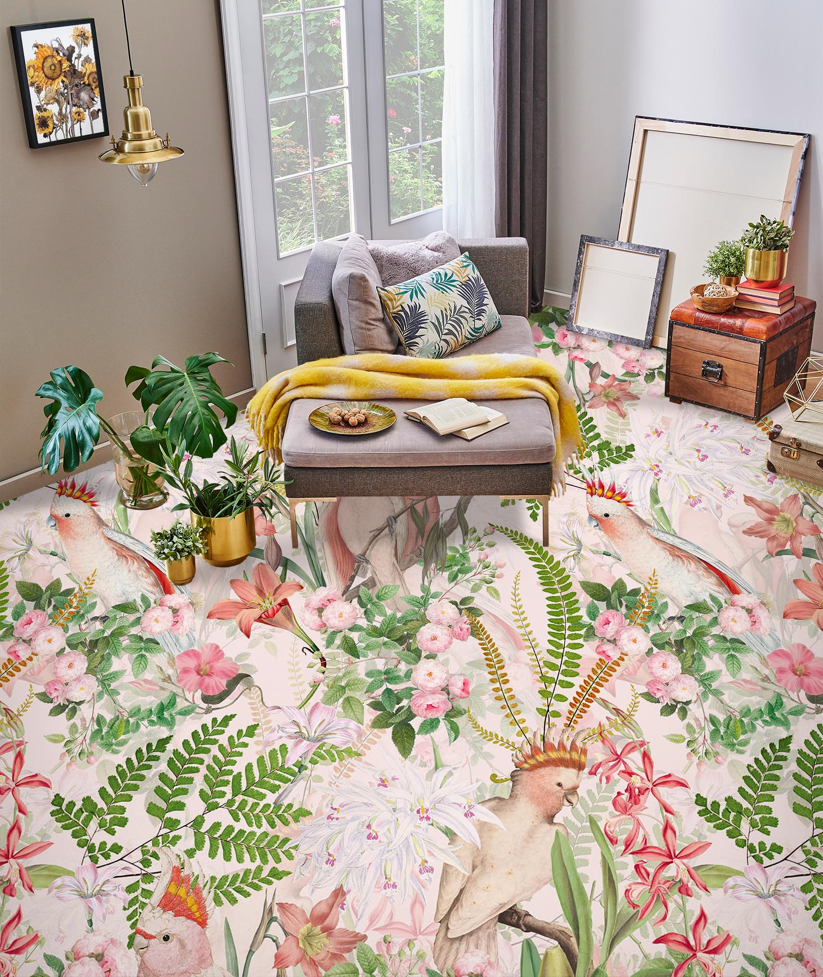 3D Leaves Flowers Bird 99202 Uta Naumann Floor Mural  Wallpaper Murals Self-Adhesive Removable Print Epoxy