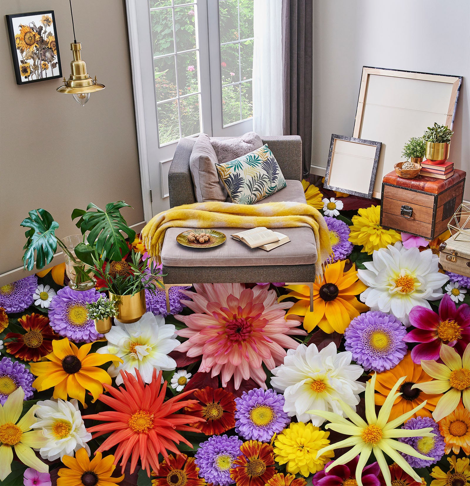 3D Different Chrysanthemums 373 Floor Mural  Wallpaper Murals Rug & Mat Print Epoxy waterproof bath floor