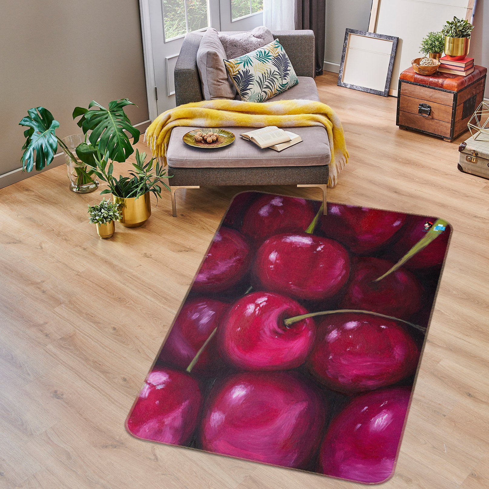3D Cherry 18117 Marina Zotova Rug Non Slip Rug Mat