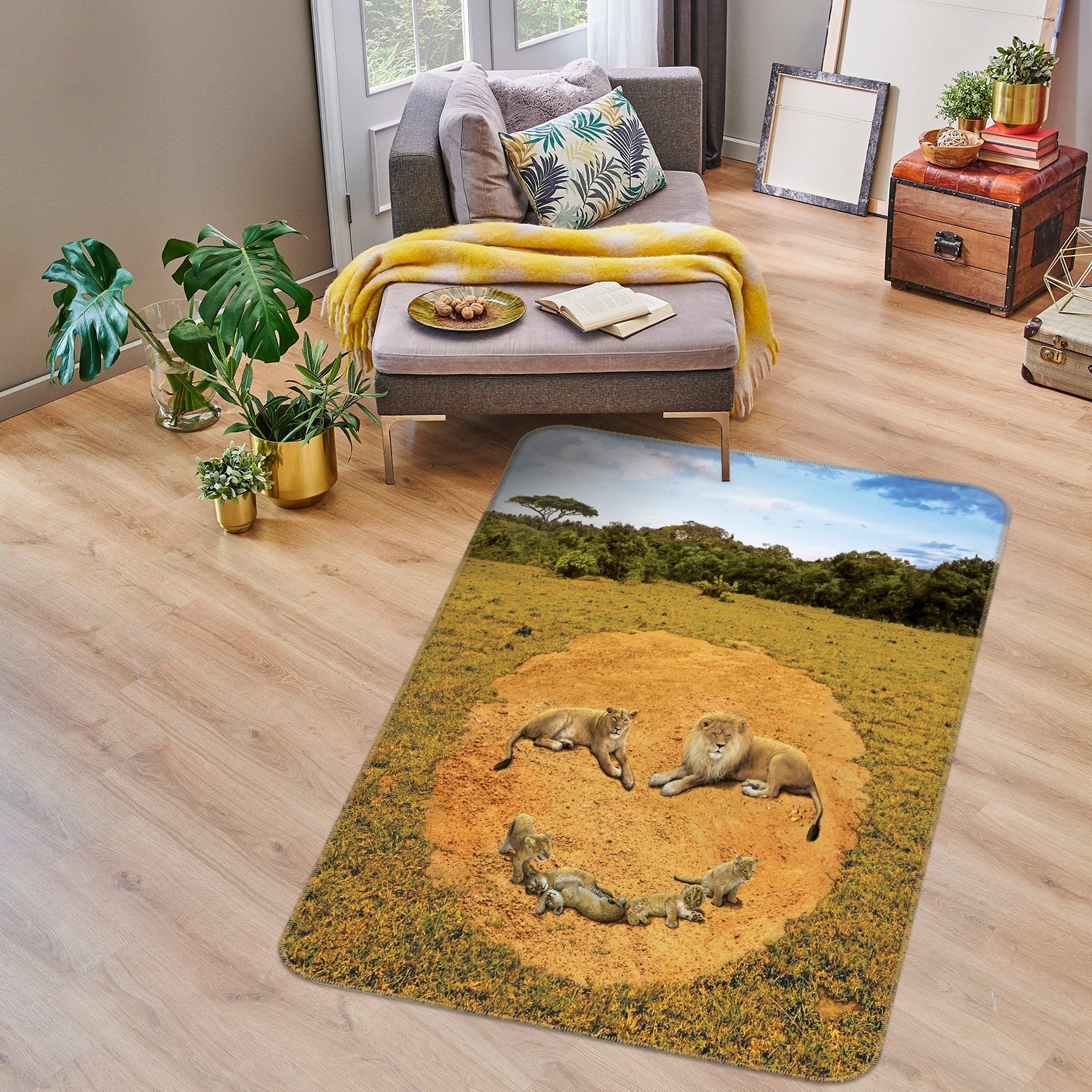 3D A Lion's Happiness Def 1092 Vincent Hie Rug Non Slip Rug Mat Mat AJ Creativity Home 