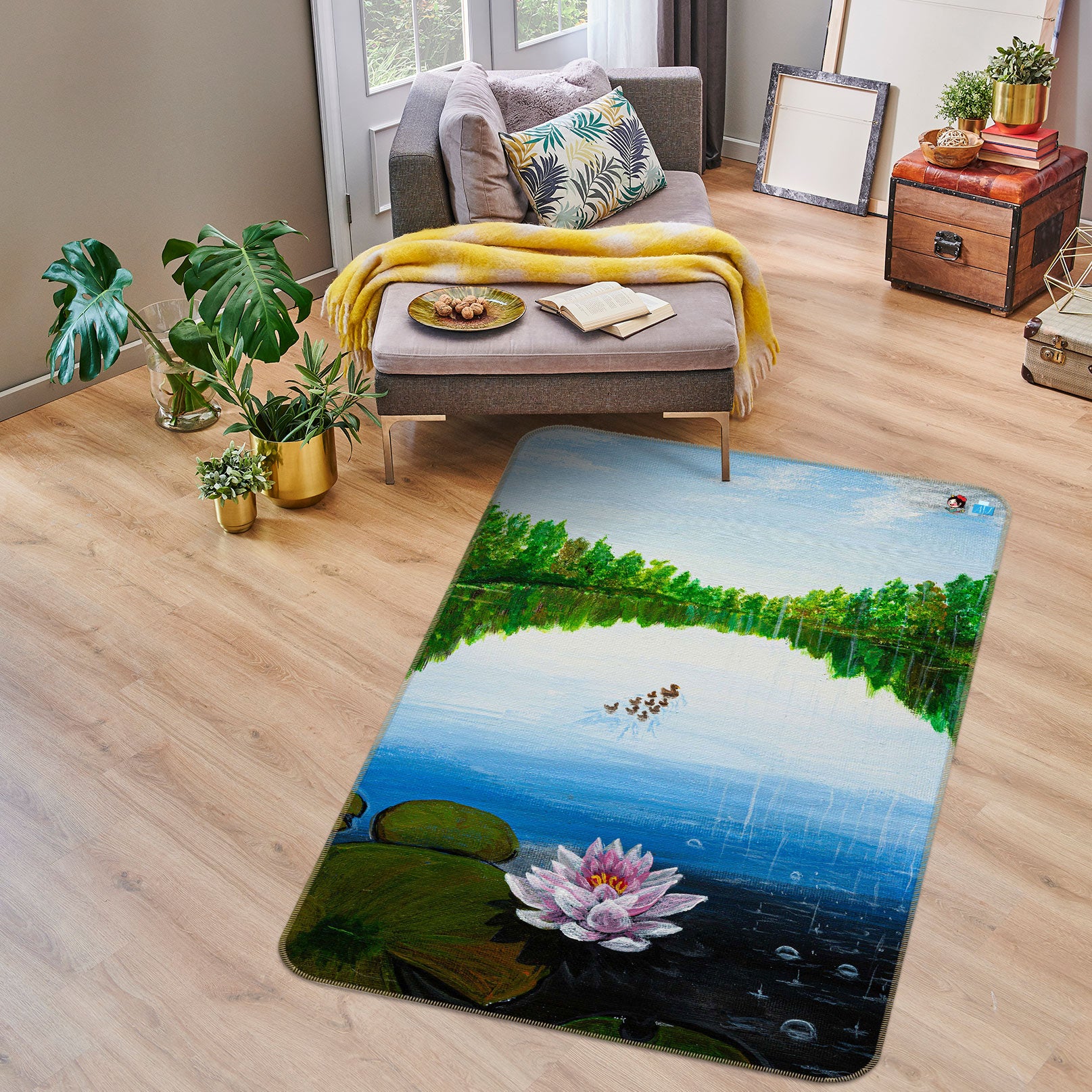 3D Lotus 18103 Marina Zotova Rug Non Slip Rug Mat
