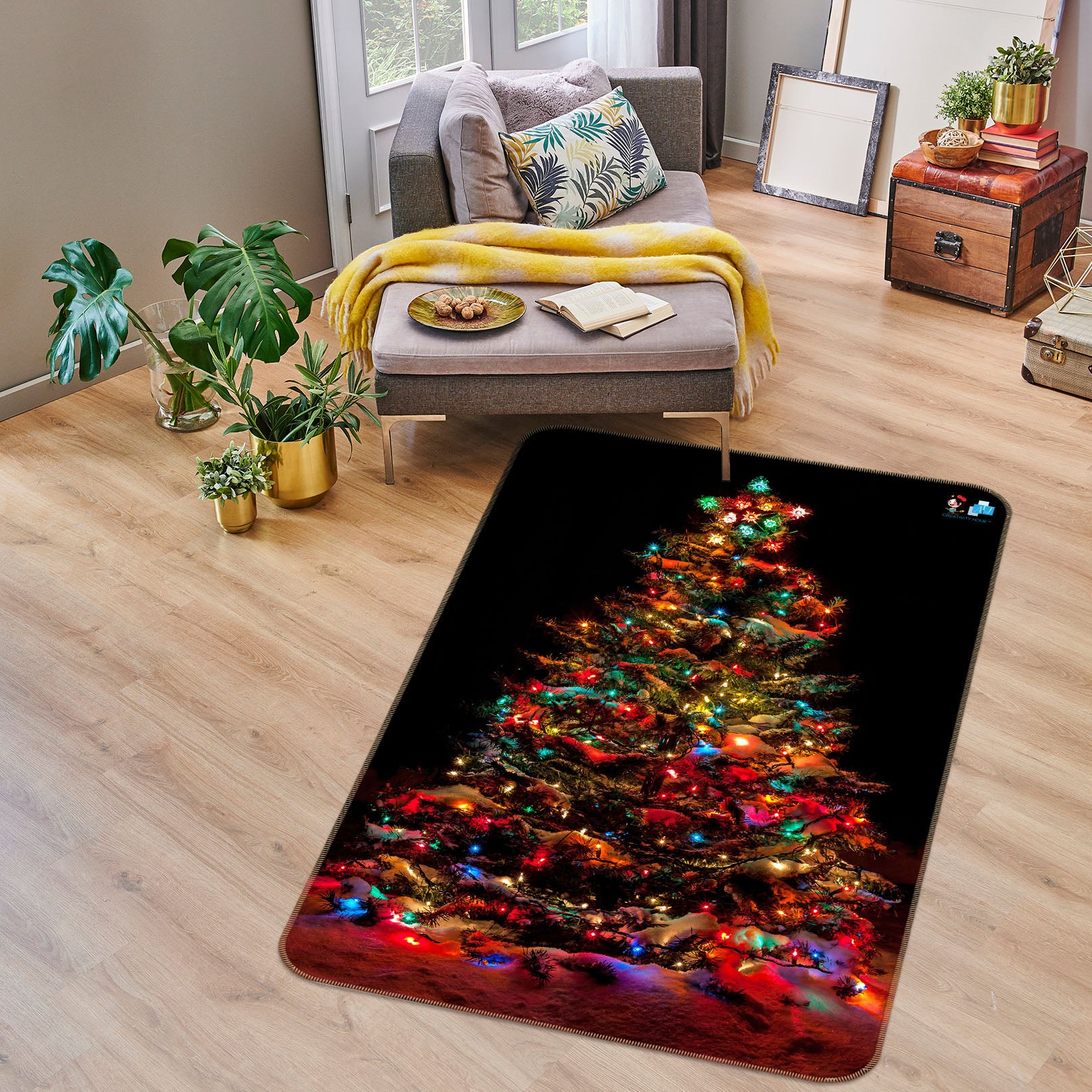 3D Colorful Tree 57026 Christmas Non Slip Rug Mat Xmas