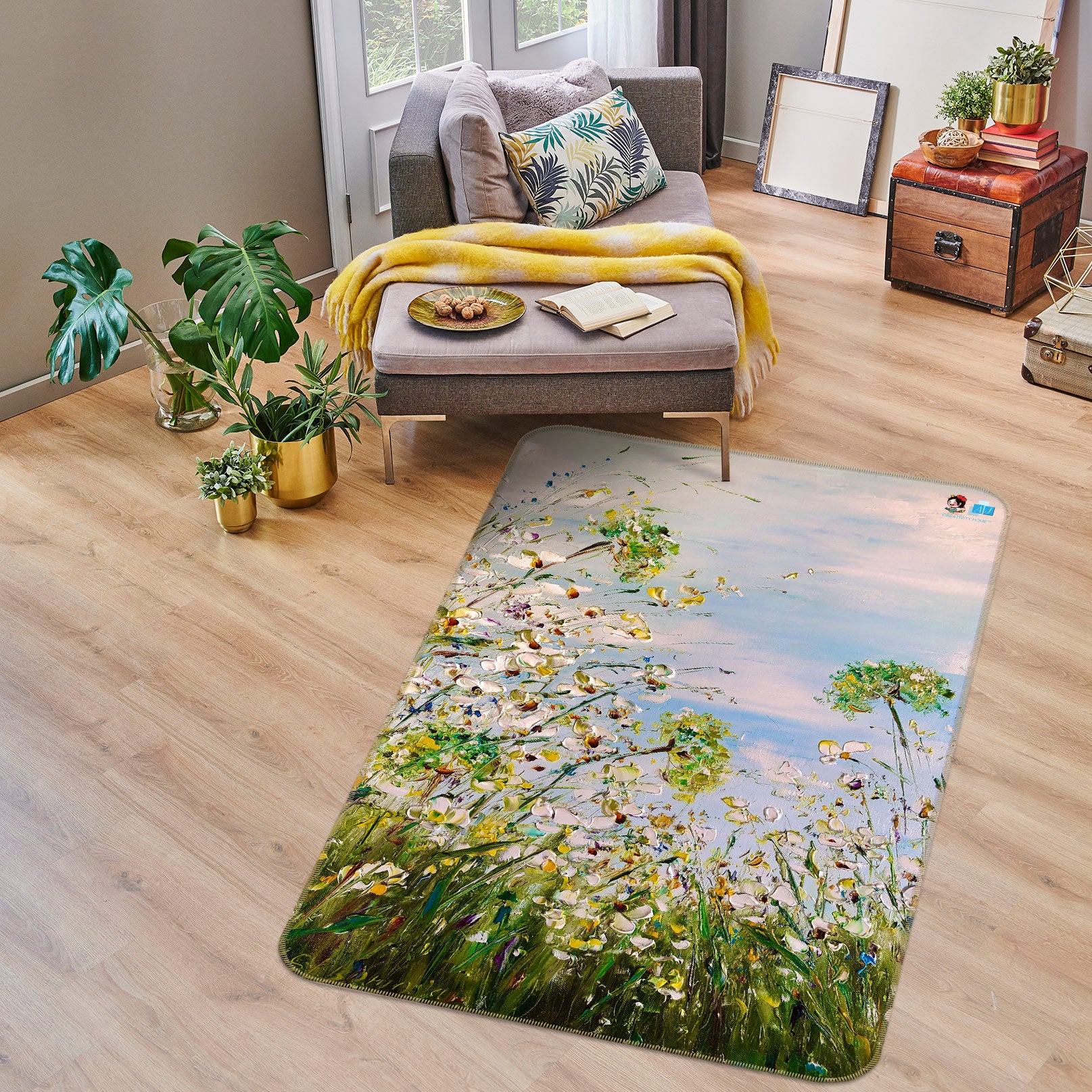 3D Green Flower 1167 Skromova Marina Rug Non Slip Rug Mat