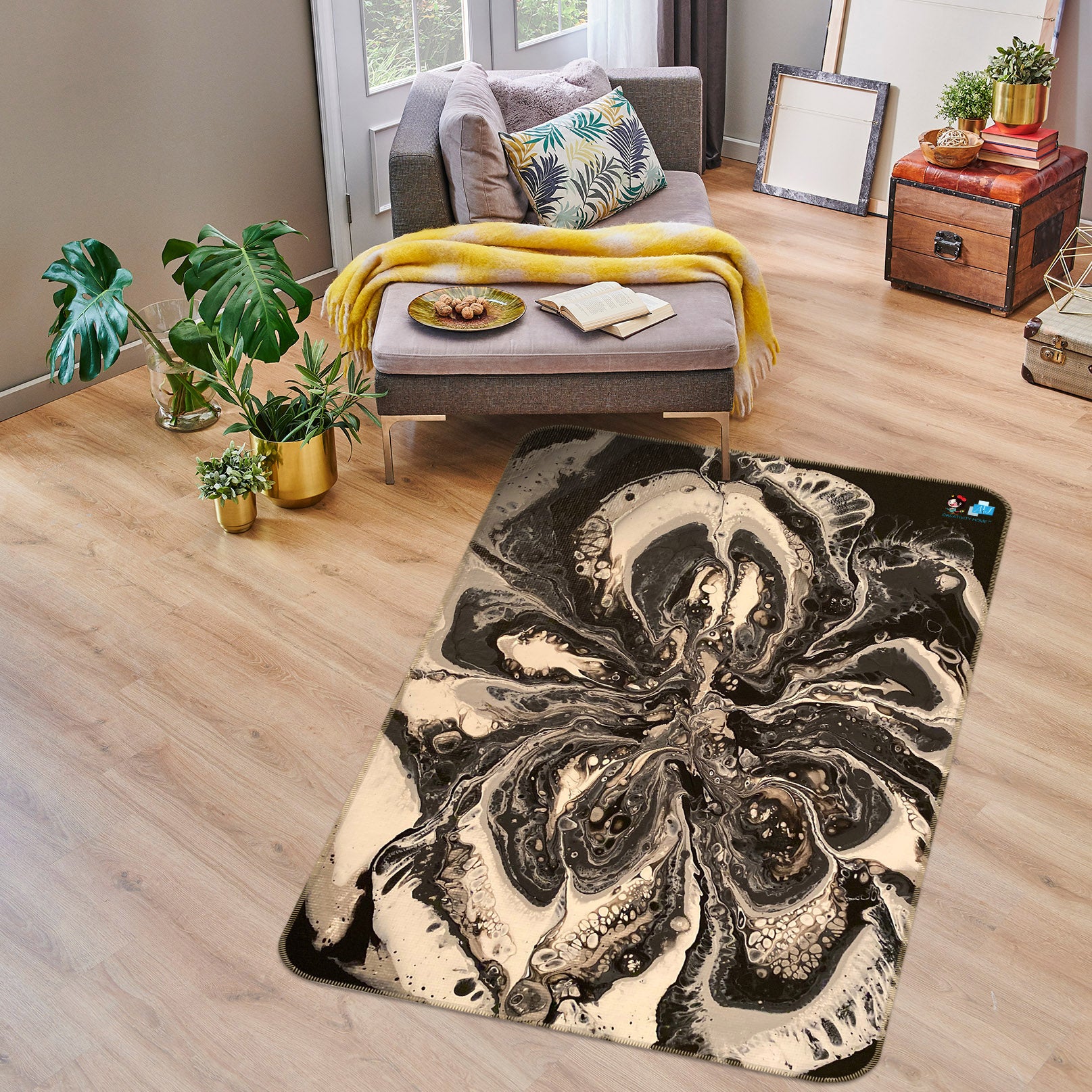 3D Black Light Brown Pattern 40020 Valerie Latrice Rug Non Slip Rug Mat