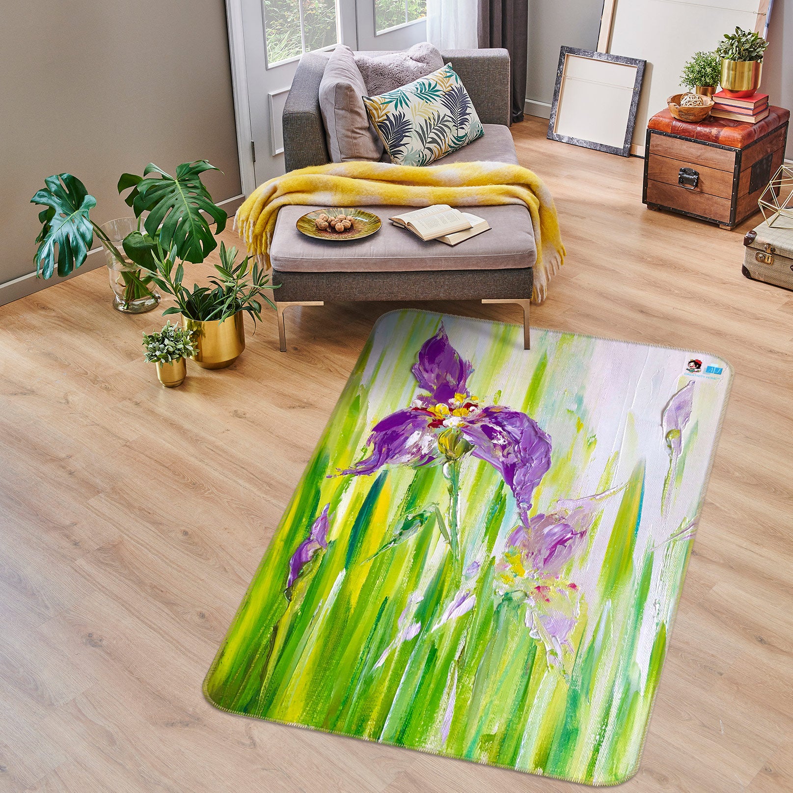 3D Purple Flower 1117 Skromova Marina Rug Non Slip Rug Mat