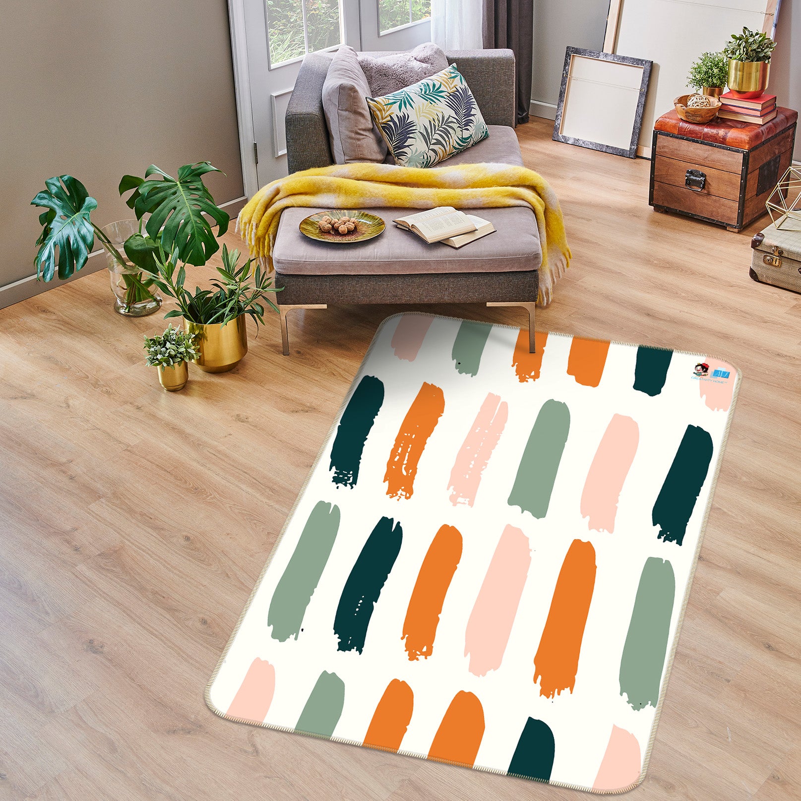 3D Color Vertical Bar 107147 Kashmira Jayaprakash Rug Non Slip Rug Mat