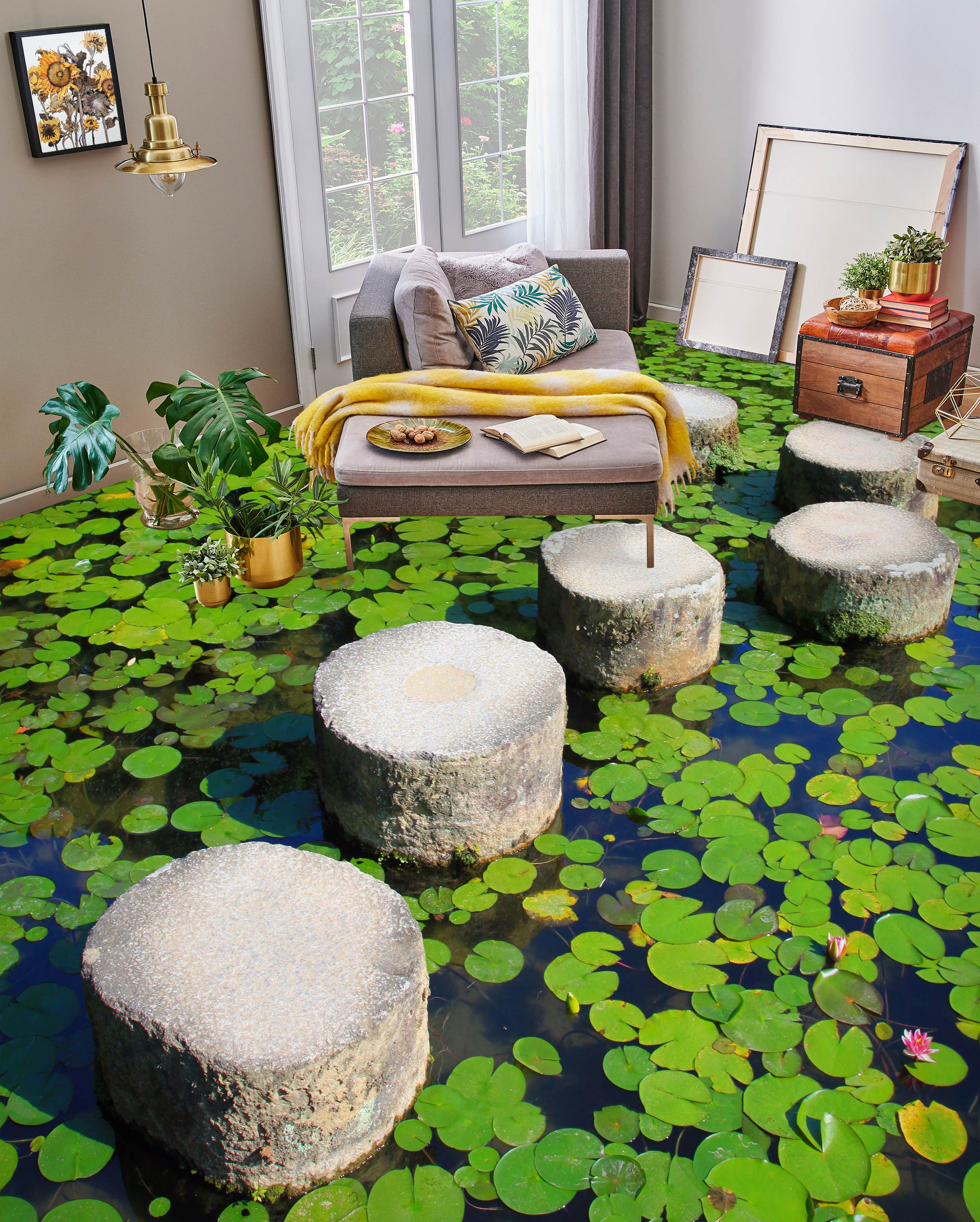 3D Green Duckweed 016 Floor Mural  Wallpaper Murals Rug & Mat Print Epoxy waterproof bath floor
