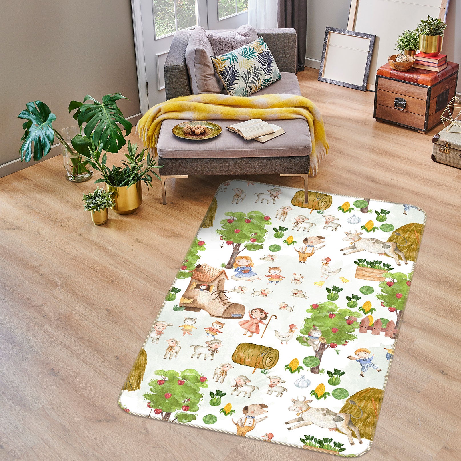 3D Apple Tree Sheep 123 Uta Naumann Rug Non Slip Rug Mat