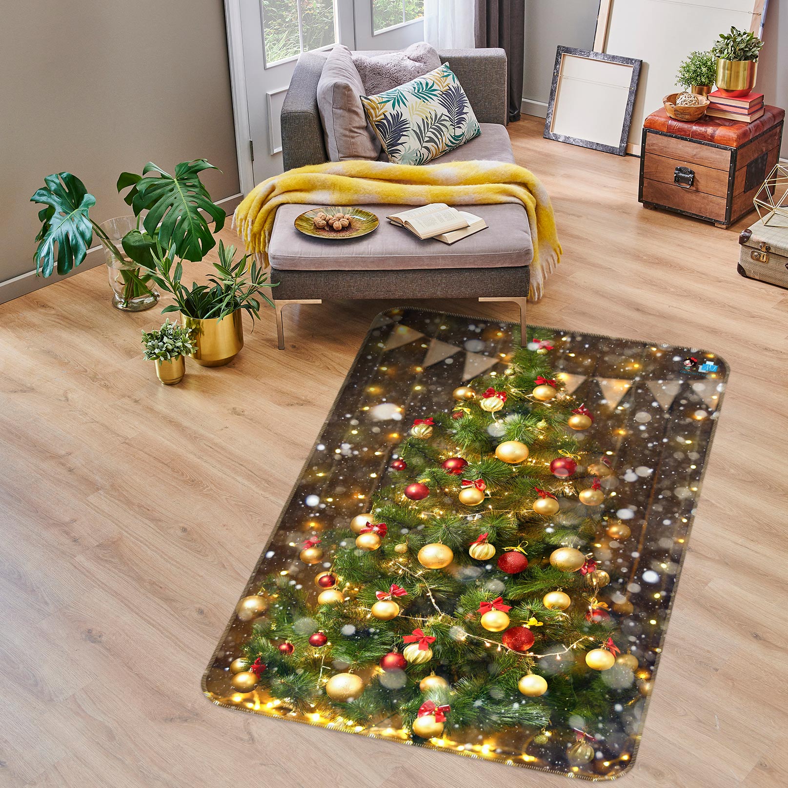 3D Ball 56196 Christmas Non Slip Rug Mat Xmas