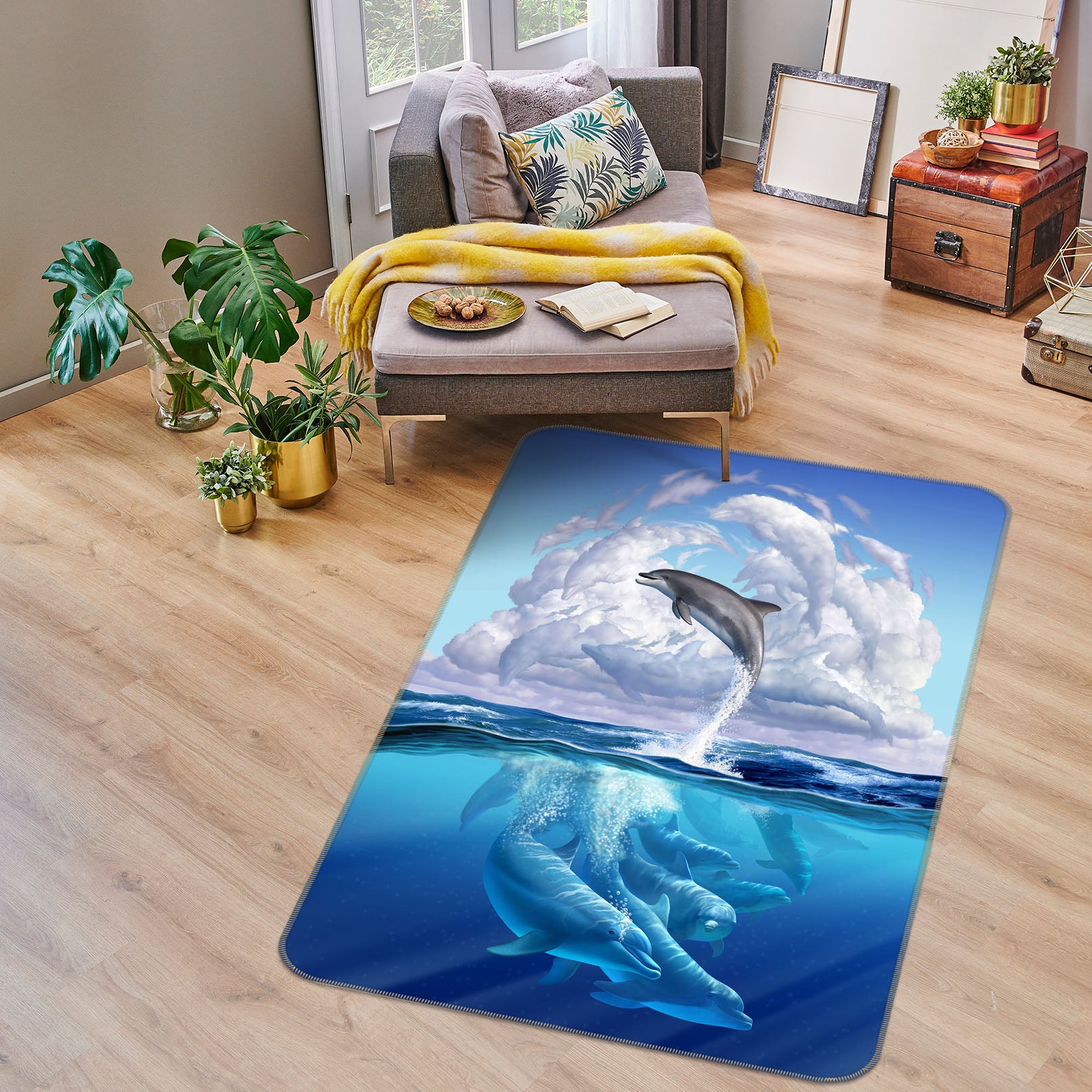 3D Dolphonic Symphony 1006 Jerry LoFaro Rug Non Slip Rug Mat