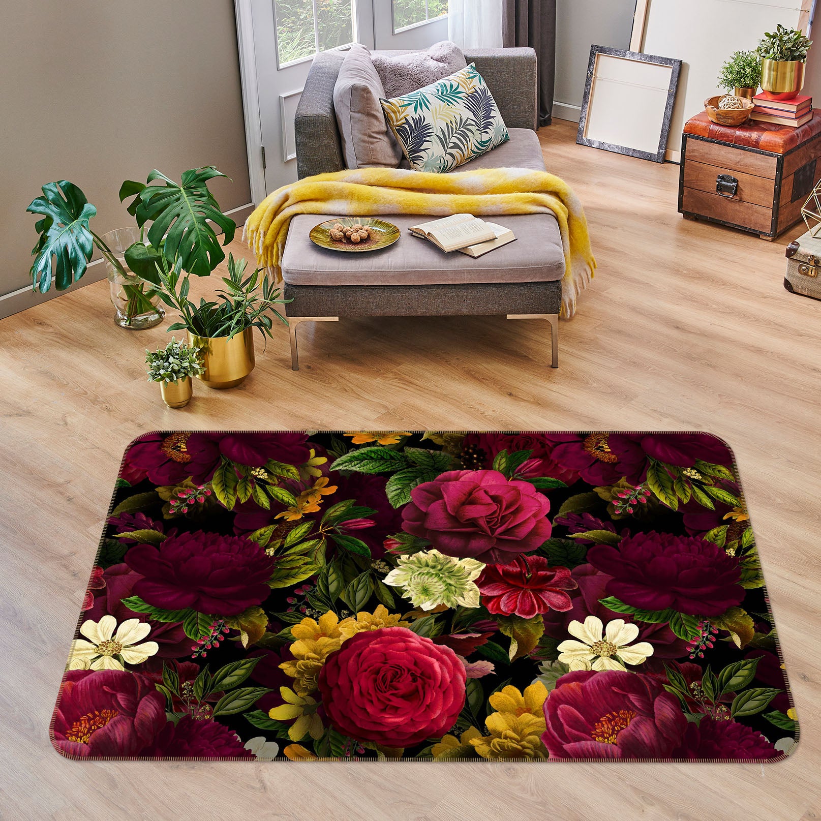 3D Noble Rose 1049 Uta Naumann Rug Non Slip Rug Mat