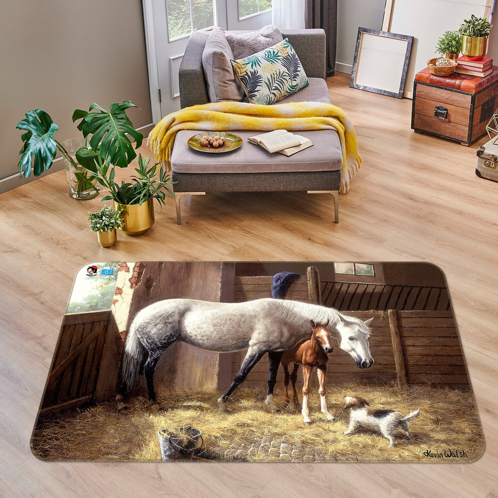 3D Stable Horse 003 Kevin Walsh Rug Non Slip Rug Mat