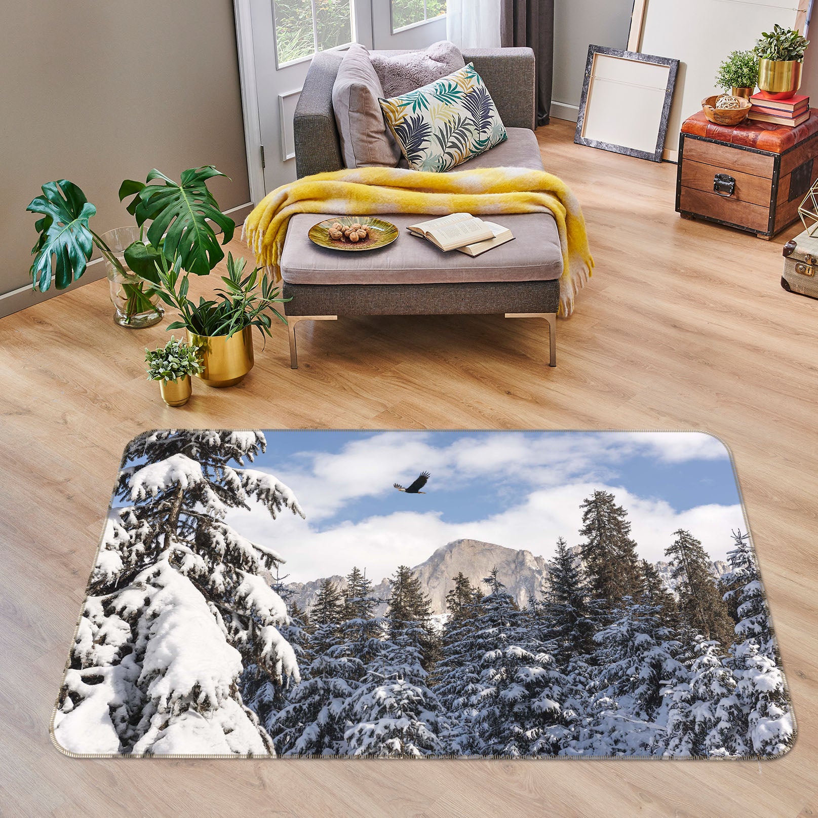 3D Heavy Snow Forest 1155 Marco Carmassi Rug Non Slip Rug Mat