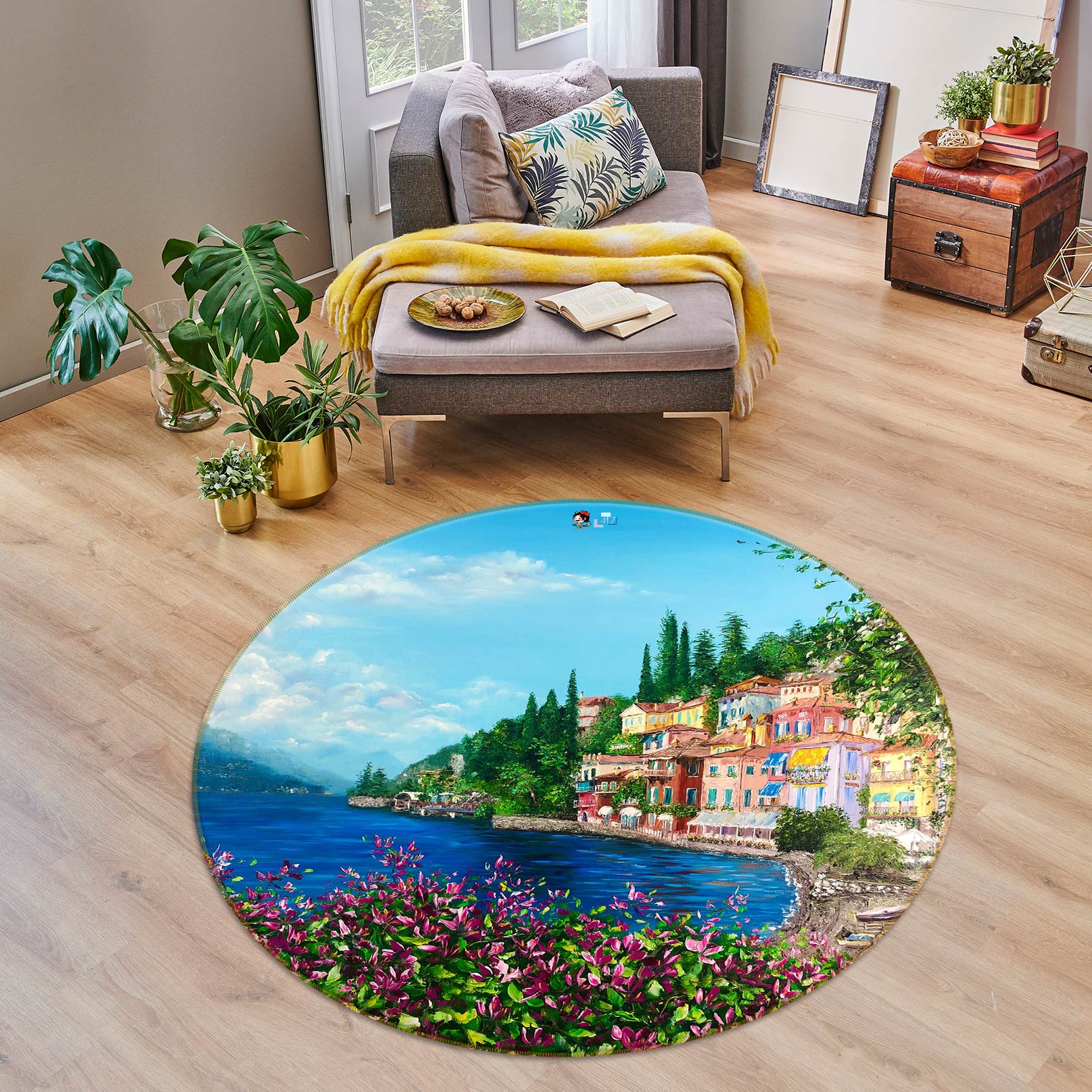 3D Sea Color House 790 Skromova Marina Rug Round Non Slip Rug Mat