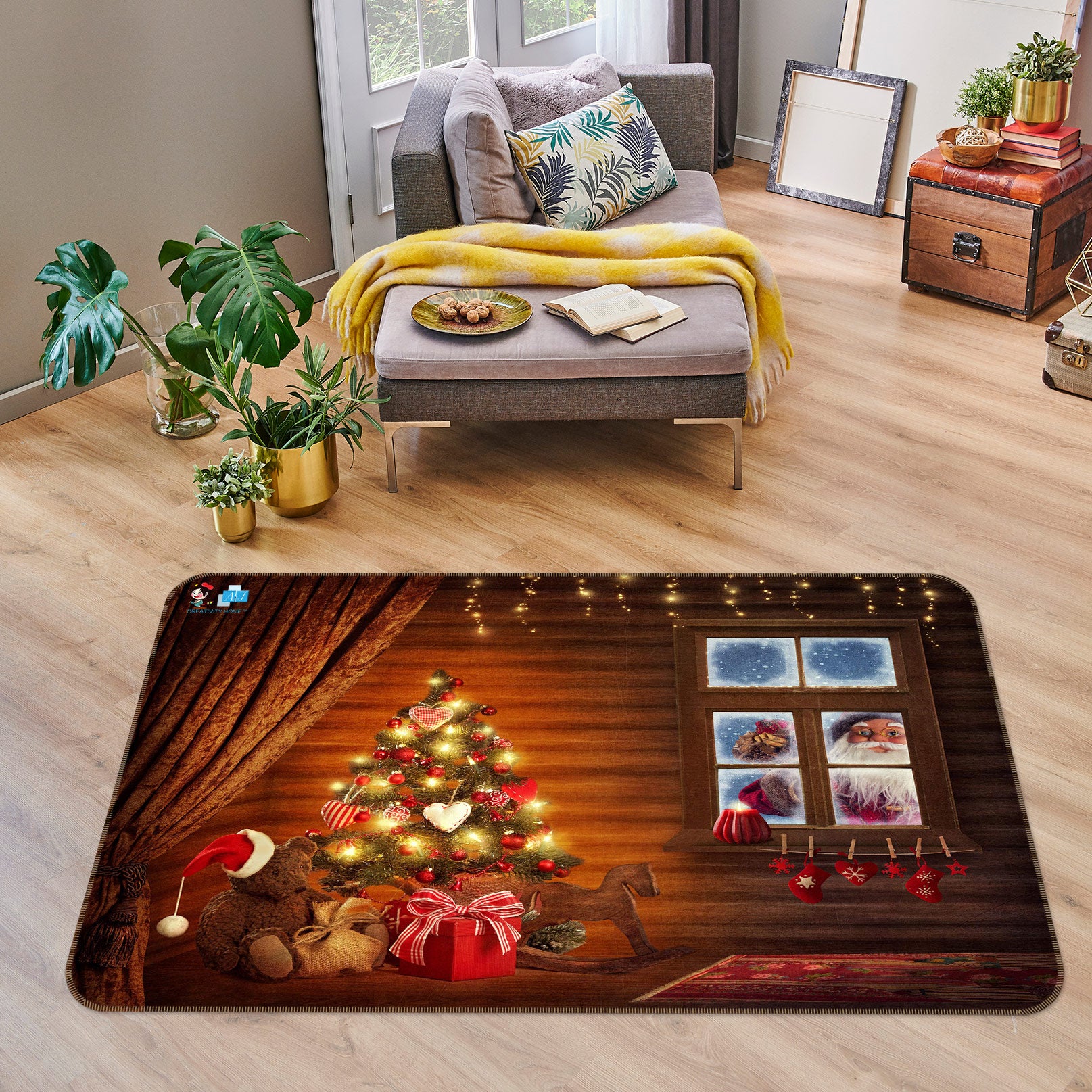3D Window Tree 56102 Christmas Non Slip Rug Mat Xmas