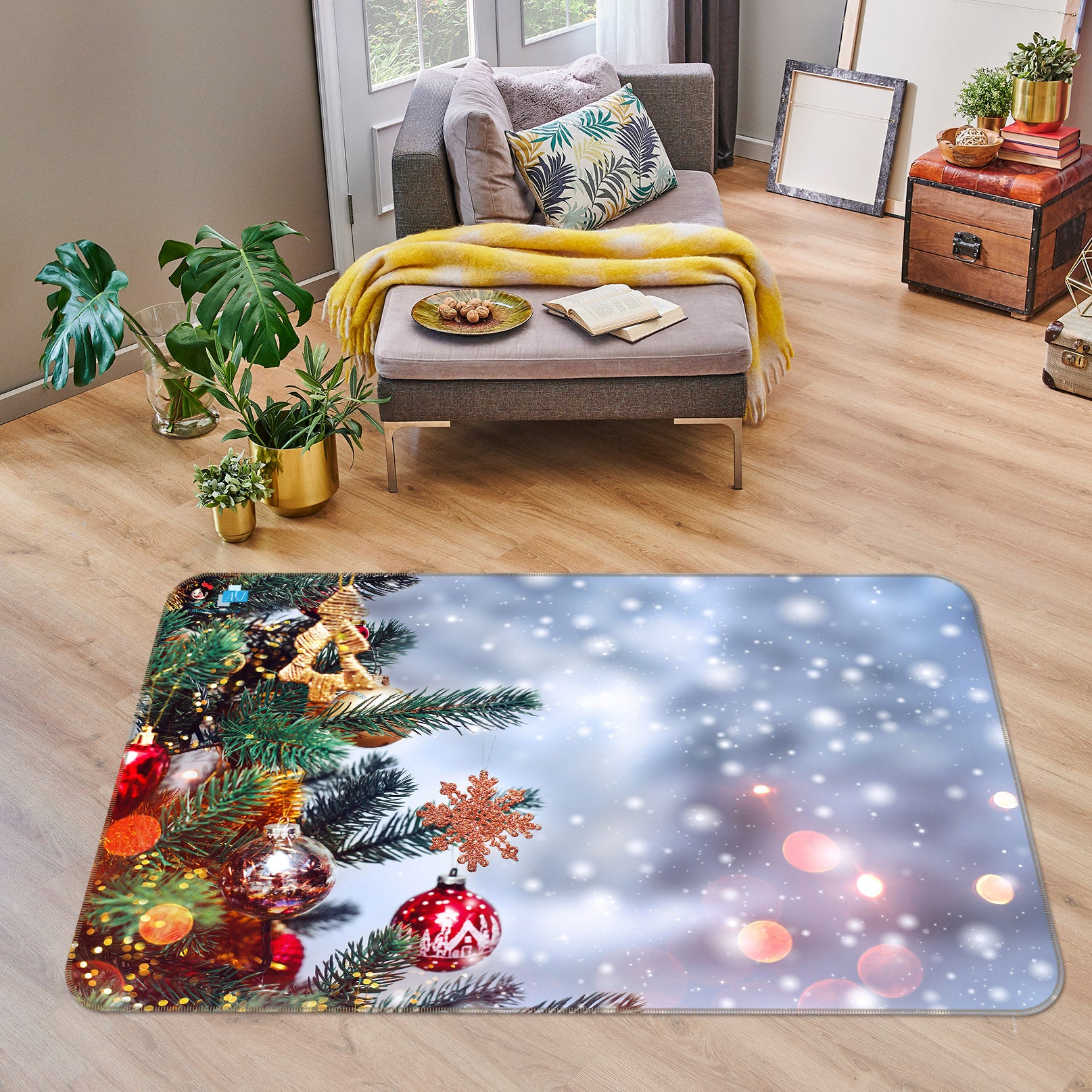 3D Snow Tree 56227 Christmas Non Slip Rug Mat Xmas