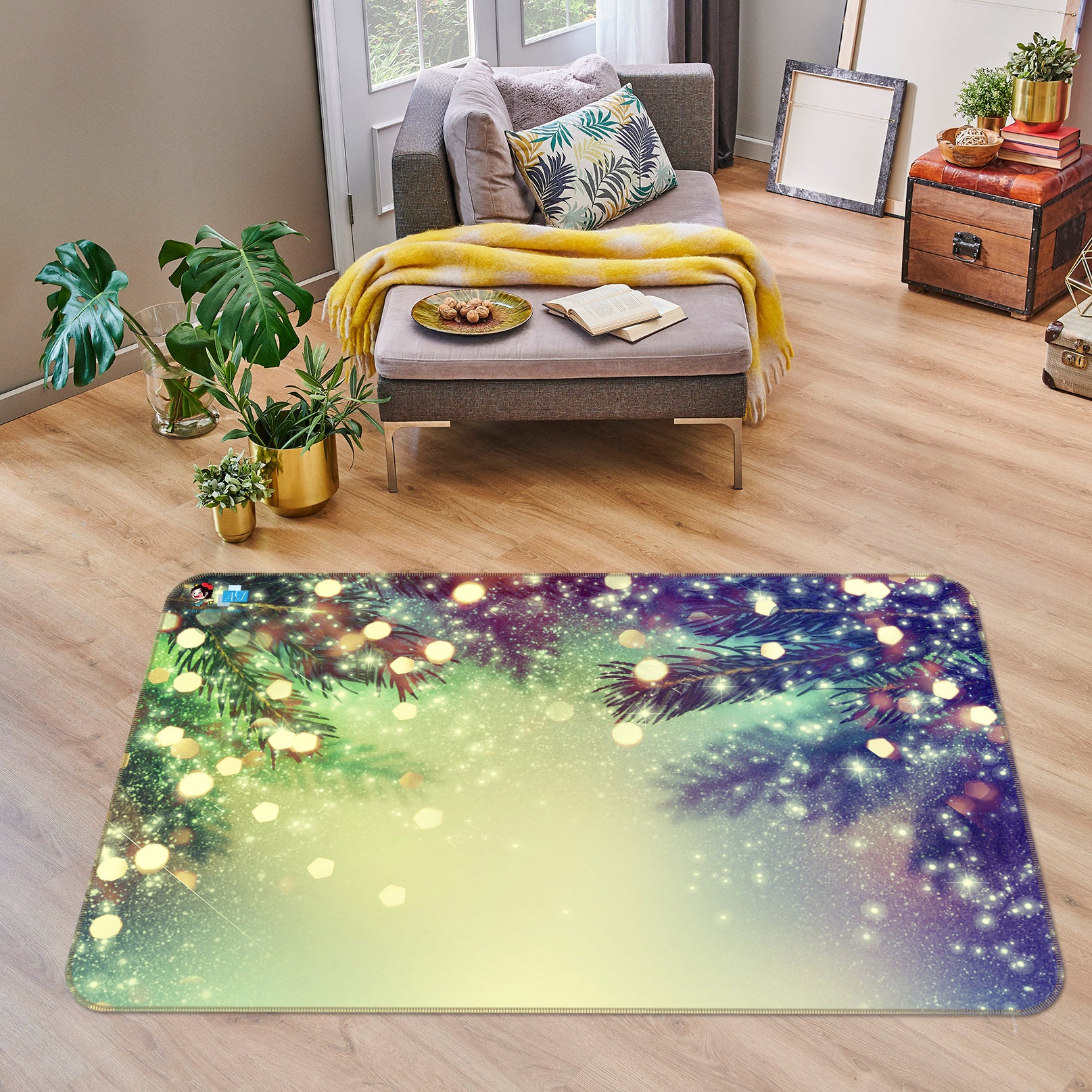 3D Branch Light Spot 56223 Christmas Non Slip Rug Mat Xmas