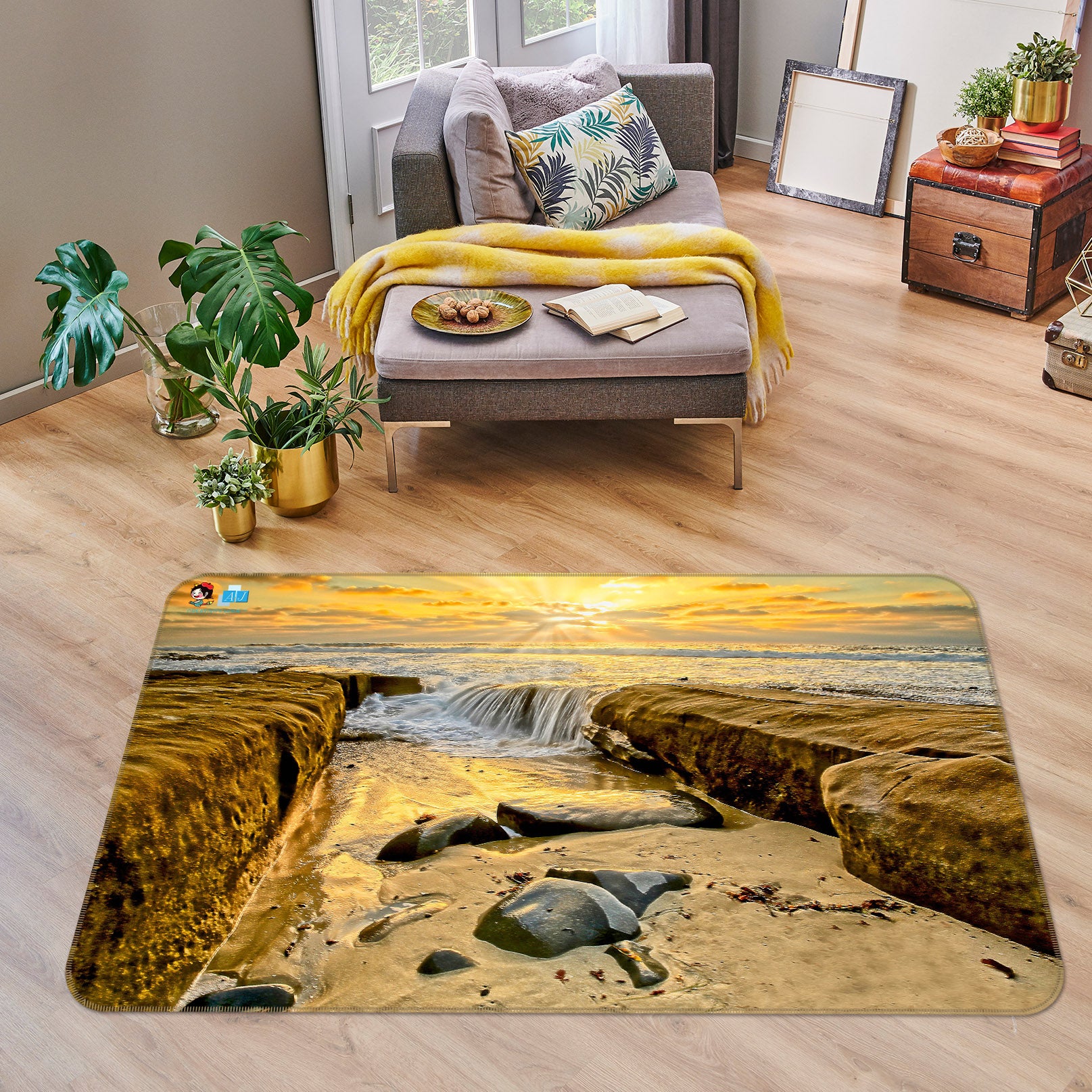 3D Stone Water 62212 Kathy Barefield Rug Non Slip Rug Mat