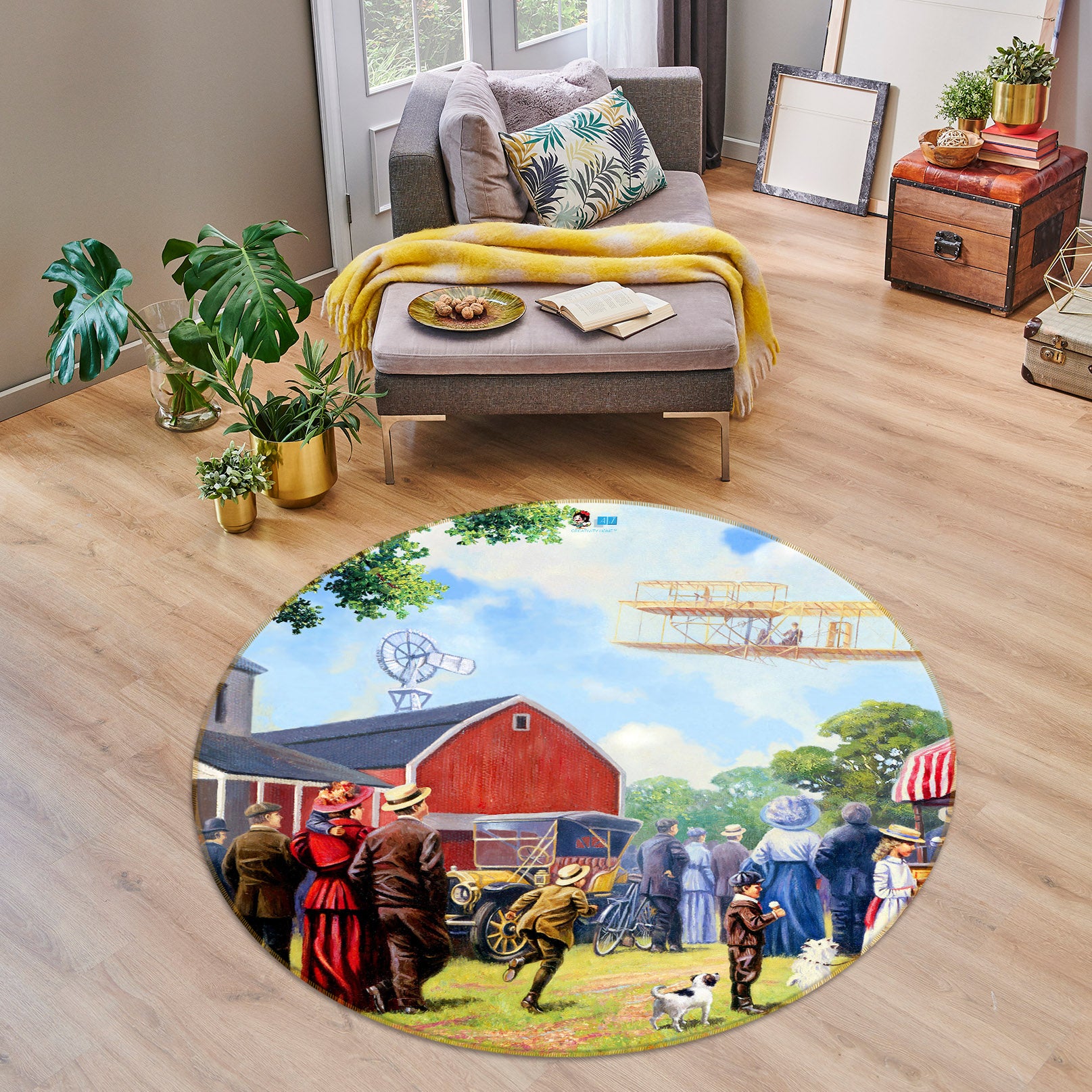 3D Lawn People 058 Kevin Walsh Rug Round Non Slip Rug Mat