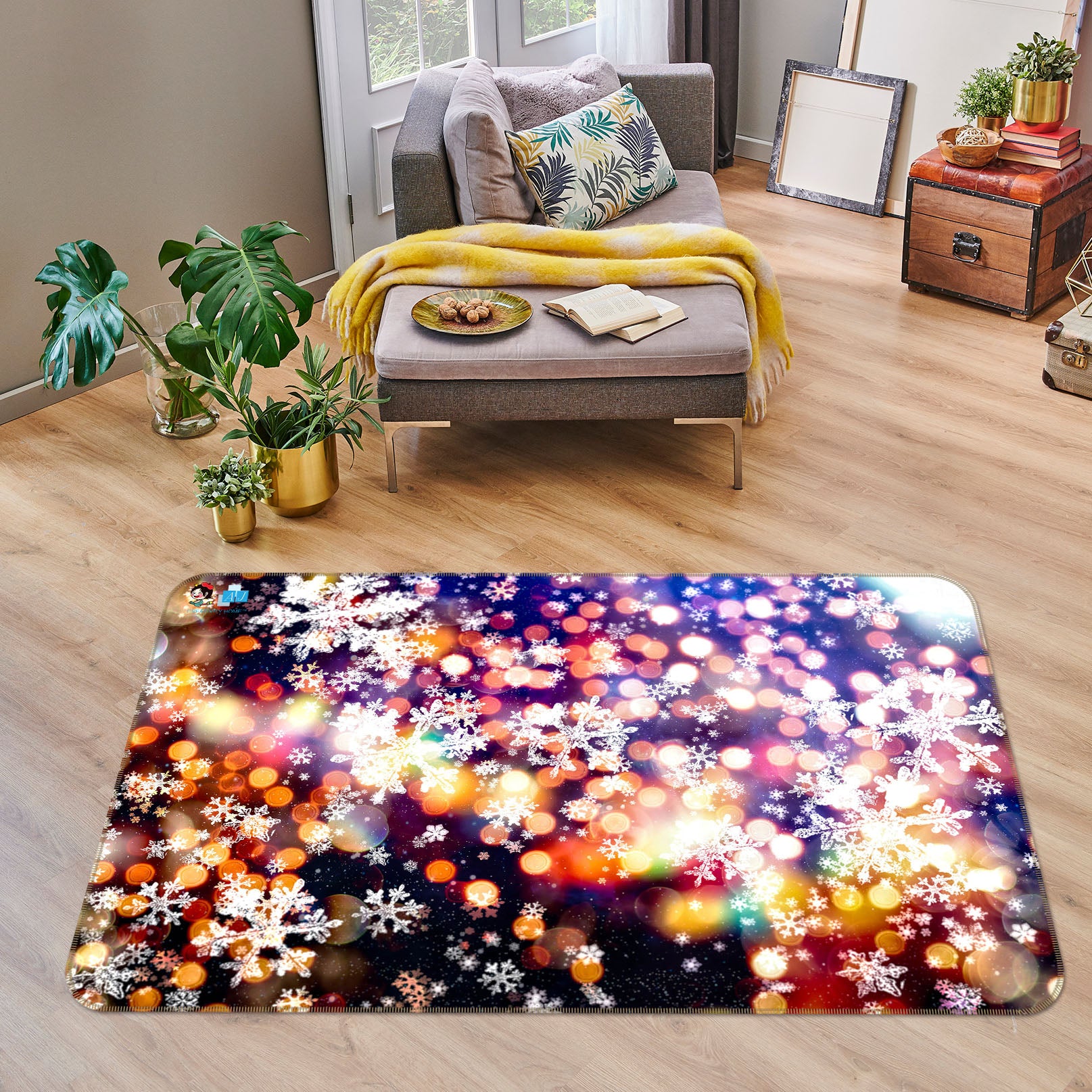 3D Color Light Shadow 56248 Christmas Non Slip Rug Mat Xmas