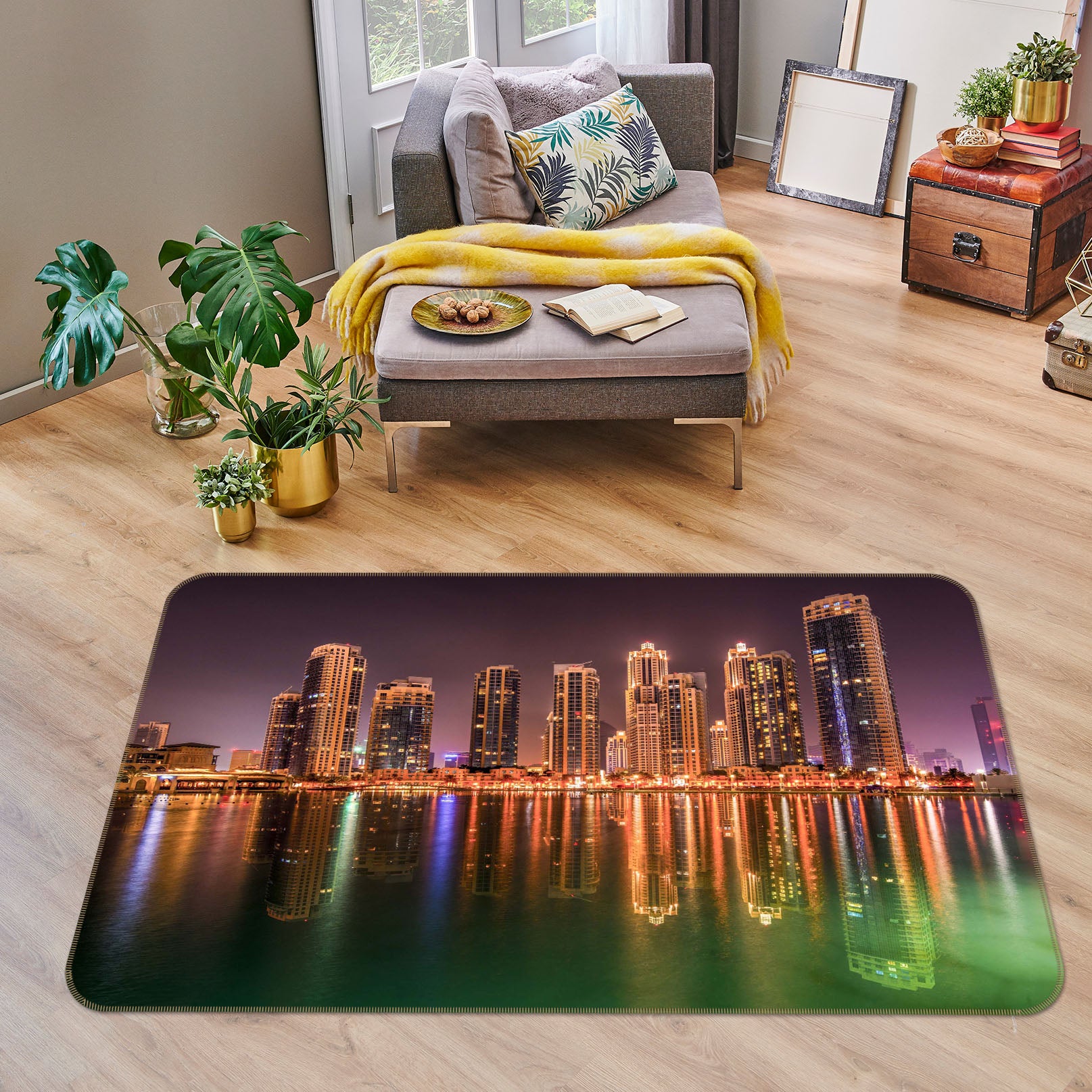 3D City Night 1073 Marco Carmassi Rug Non Slip Rug Mat
