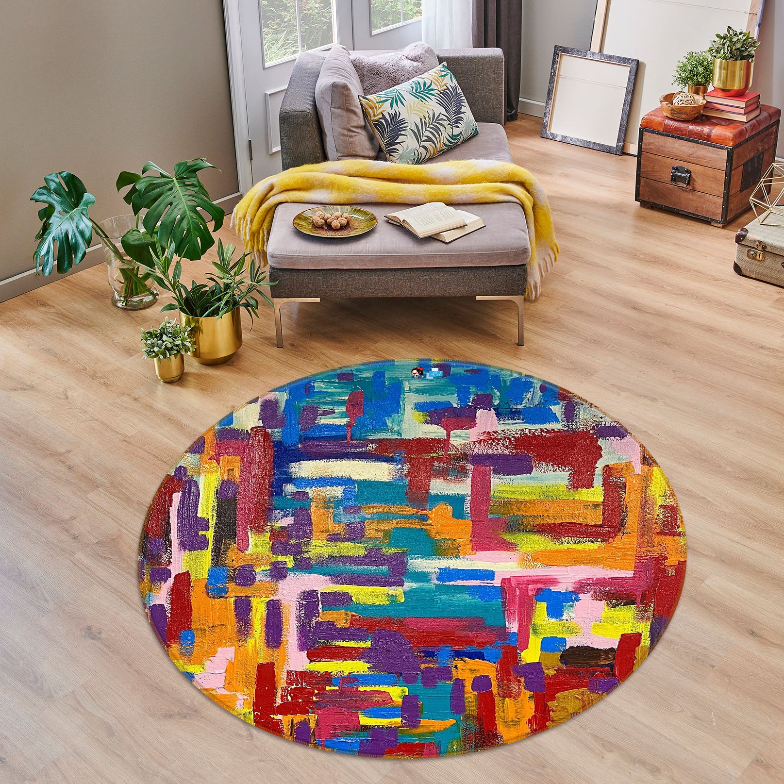 3D Color Painting 8251 Jacqueline Reynoso Rug Round Non Slip Rug Mat