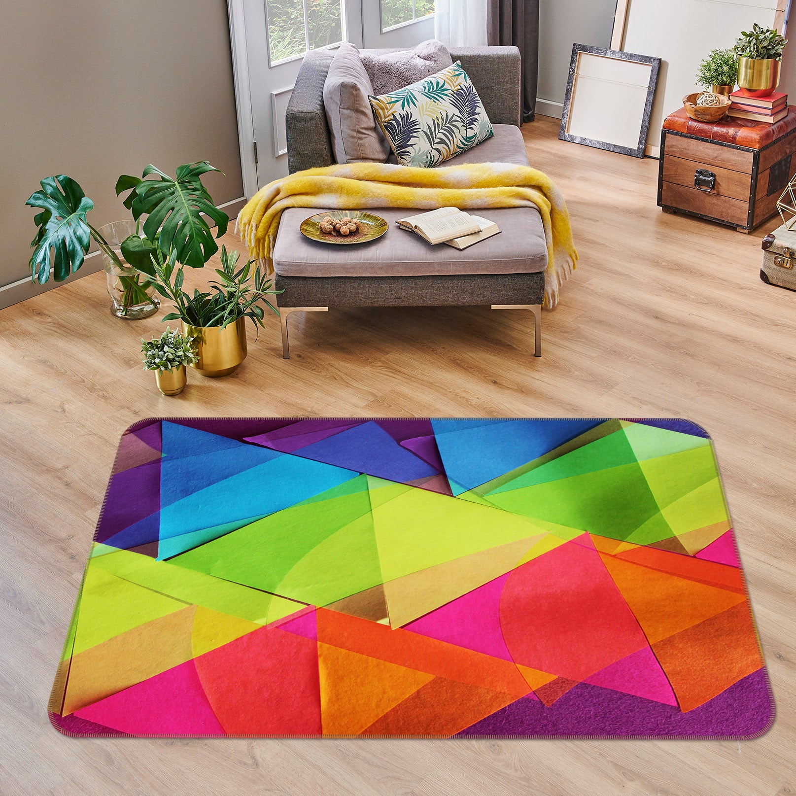 3D Colored Triangle 71024 Shandra Smith Rug Non Slip Rug Mat