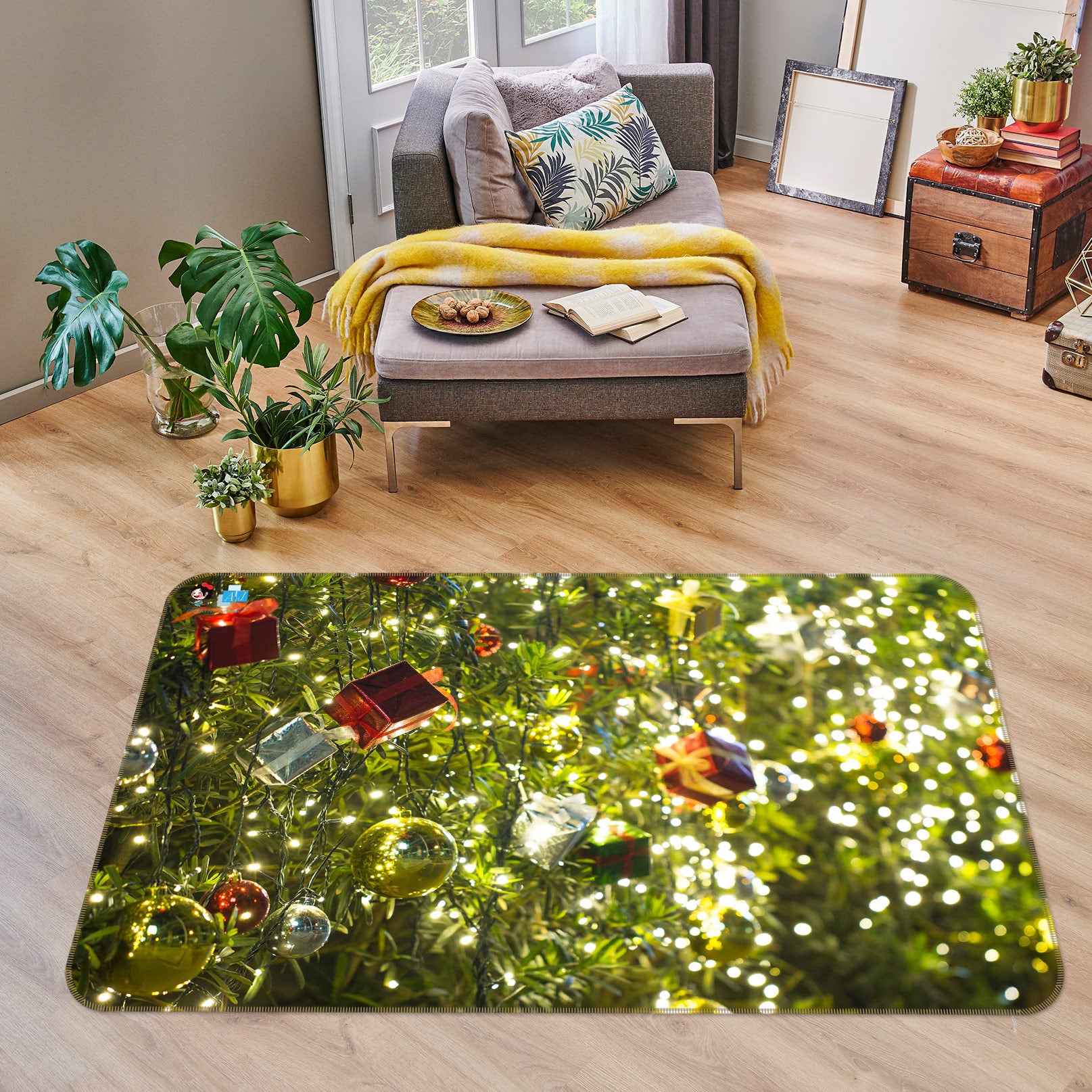 3D Tree Pendant 56138 Christmas Non Slip Rug Mat Xmas