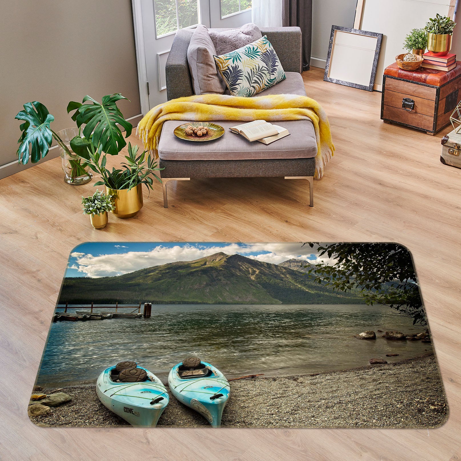 3D Lake Boat 1108 Kathy Barefield Rug Non Slip Rug Mat