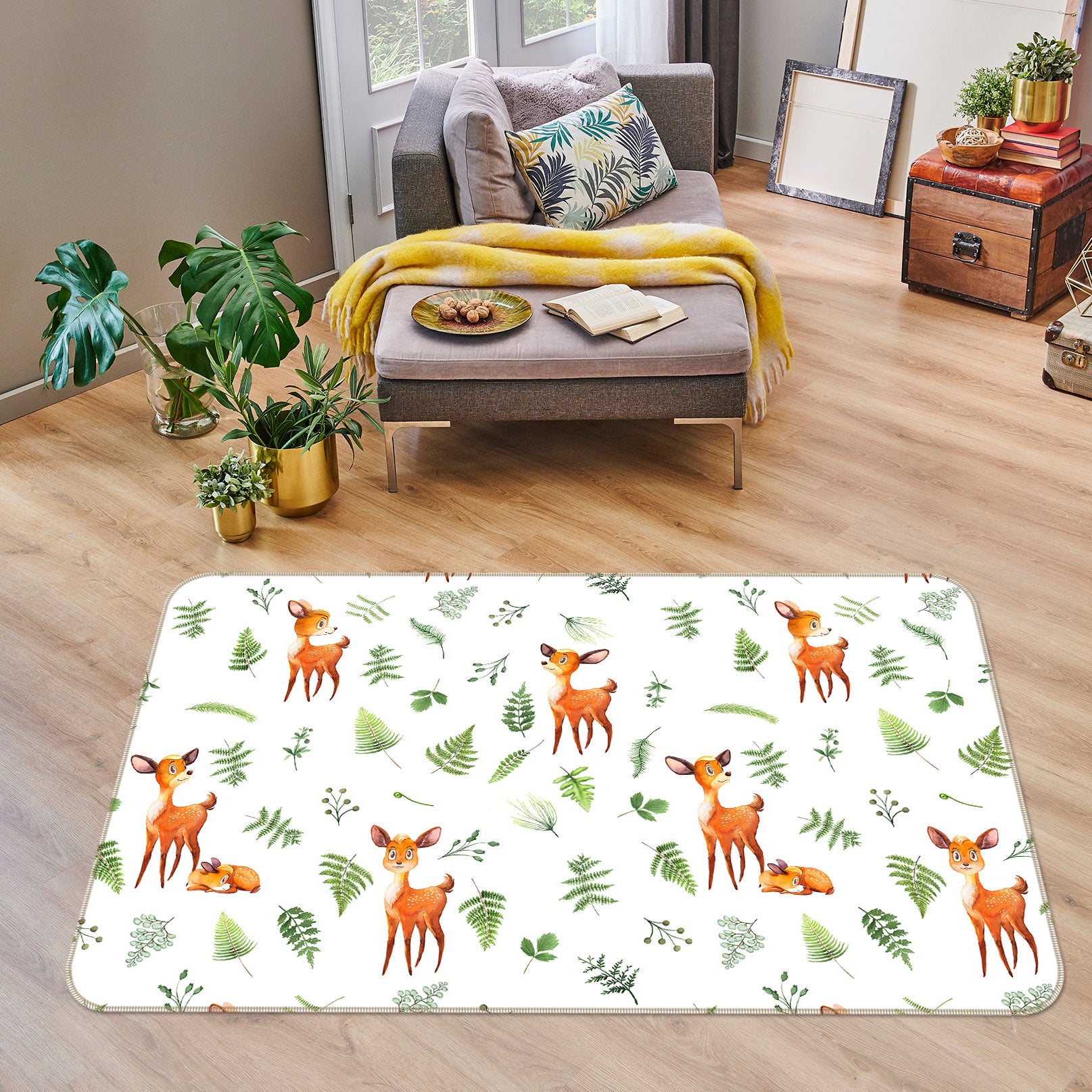 3D Cute Sika Deer 026 Uta Naumann Rug Non Slip Rug Mat