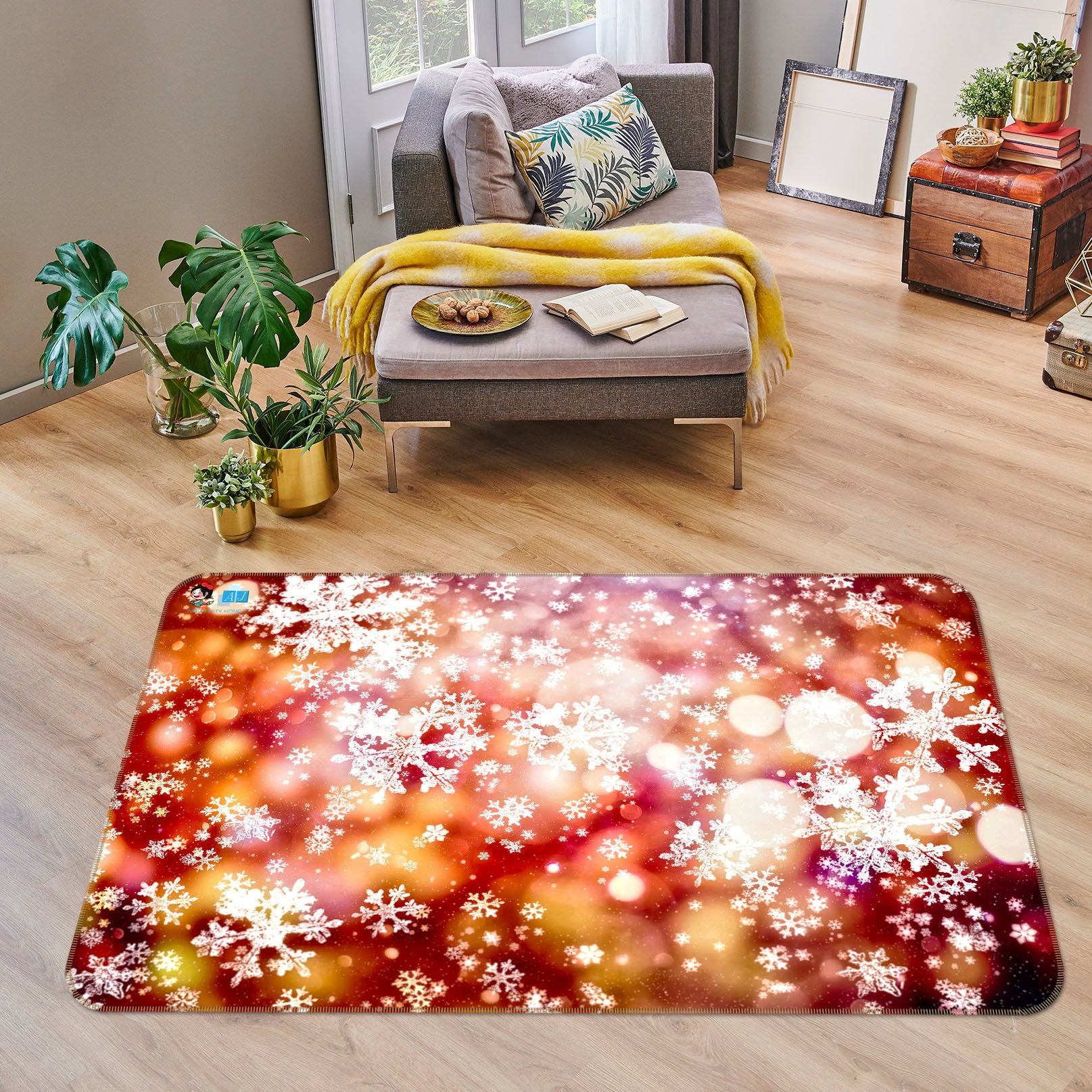 3D Snow Light Shadow 56253 Christmas Non Slip Rug Mat Xmas
