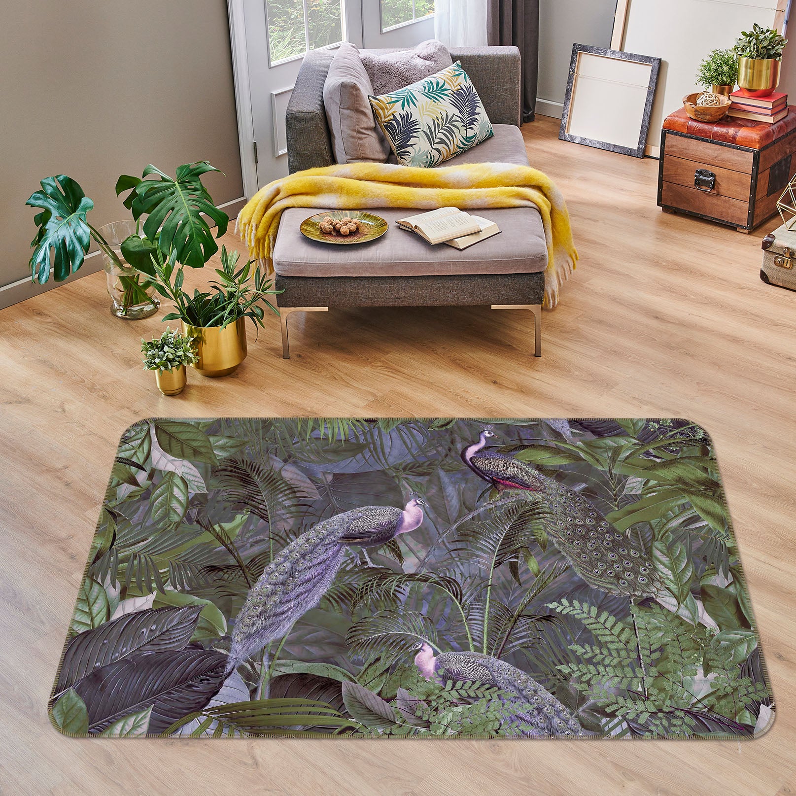 3D Forest Peacock 1012 Andrea haase Rug Non Slip Rug Mat