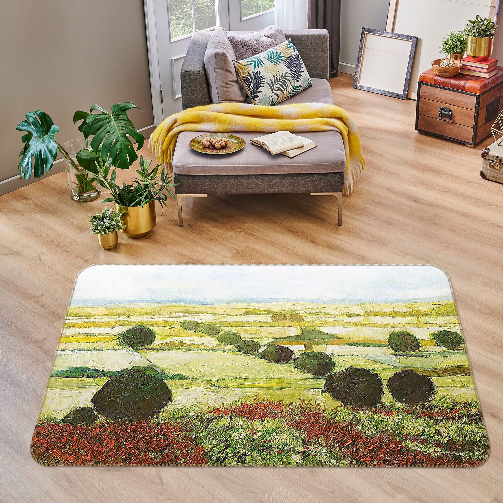 3D Wildflower Valley 1007 Allan P. Friedlander Rug Non Slip Rug Mat