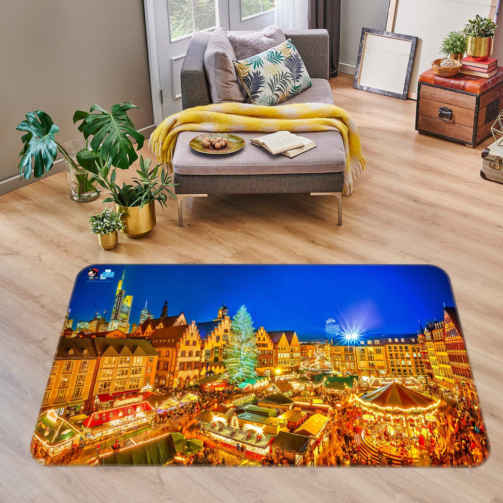 3D Golden Light House 56120 Christmas Non Slip Rug Mat Xmas