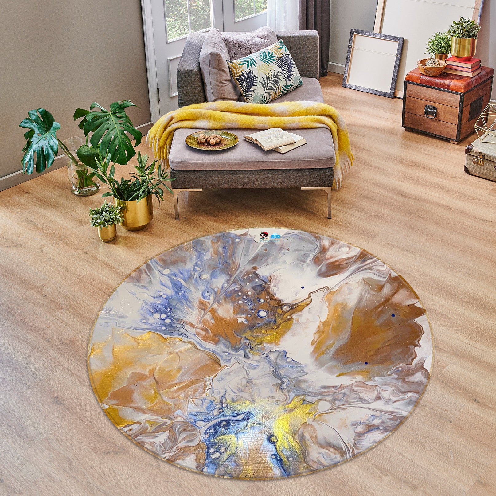 3D Wave Graffiti 46894 Valerie Latrice Rug Round Non Slip Rug Mat