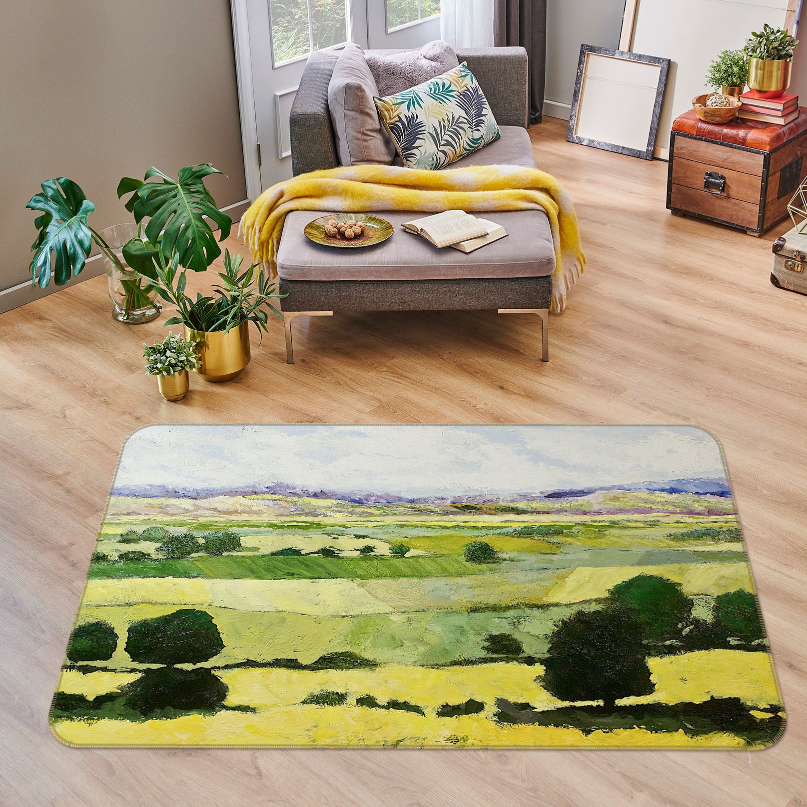 3D Napa Yellow 1008 Allan P. Friedlander Rug Non Slip Rug Mat