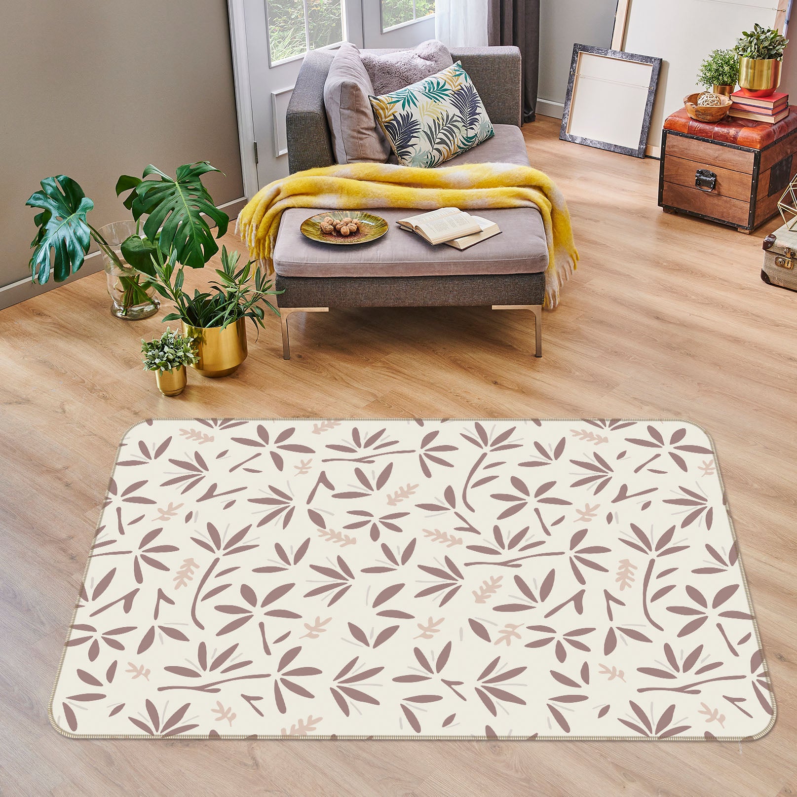 3D Leaves Pattern 1105 Jillian Helvey Rug Non Slip Rug Mat