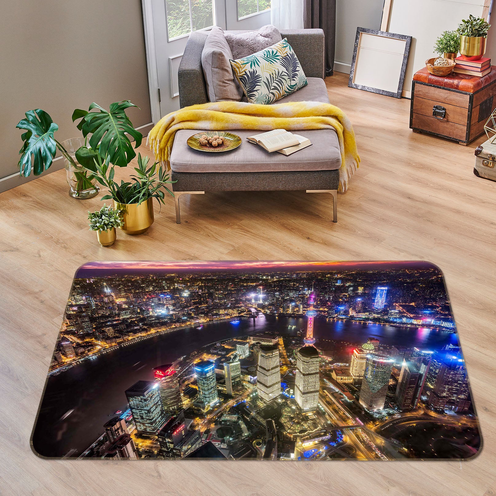 3D City Lights 1111 Marco Carmassi Rug Non Slip Rug Mat