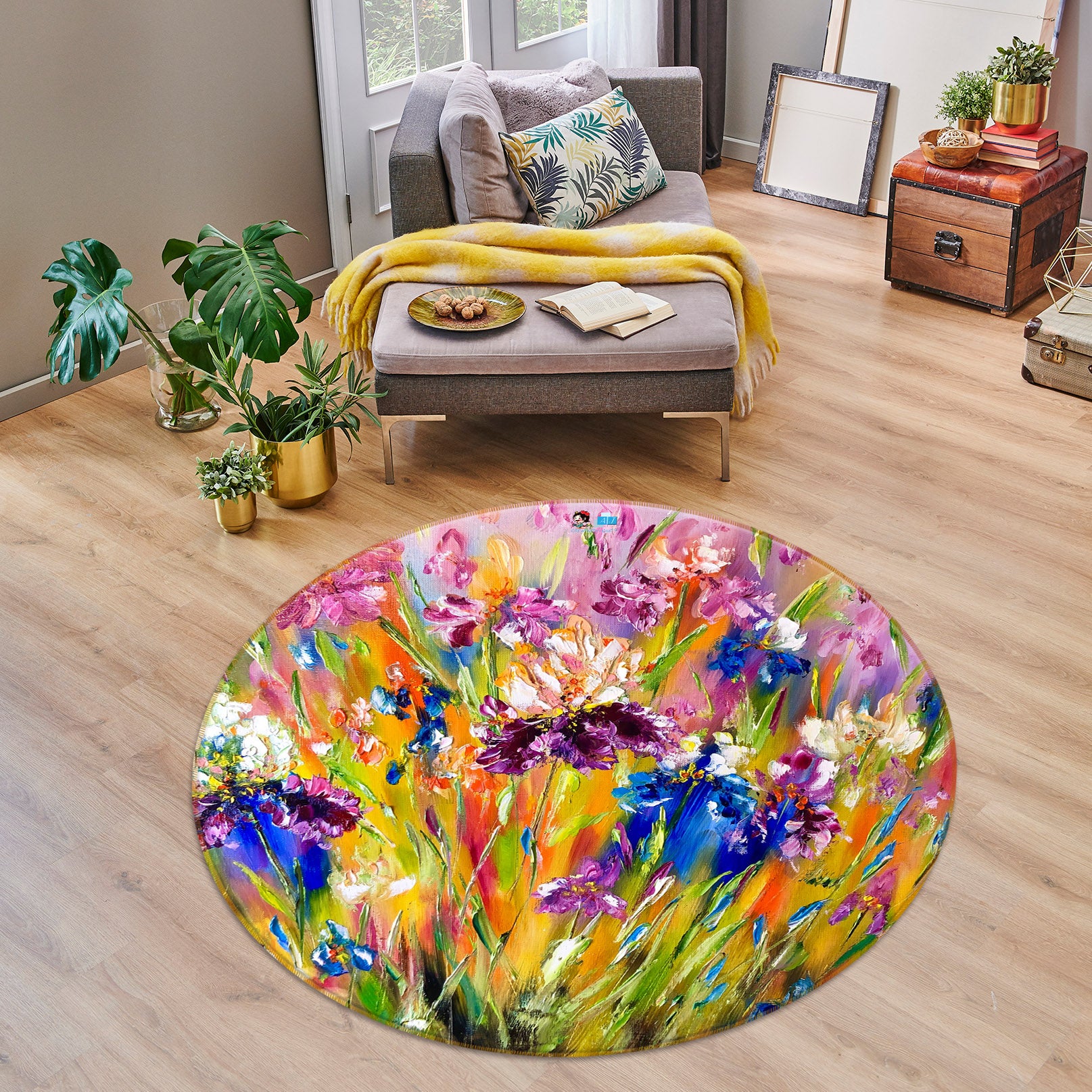 3D Watercolor Bouquet 870 Skromova Marina Rug Round Non Slip Rug Mat