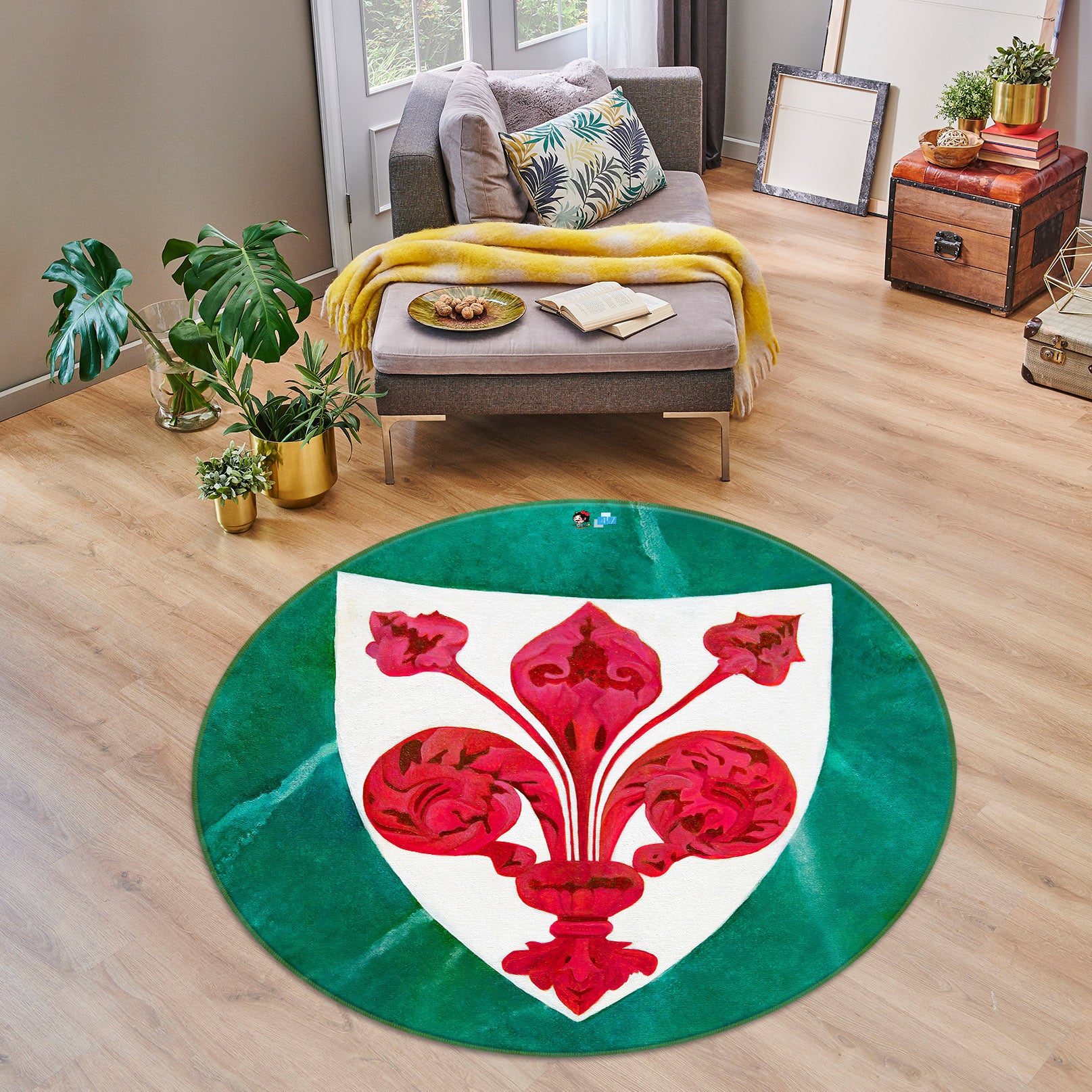 3D Badge Pattern 11082 Matthew Holden Bates Rug Round Non Slip Rug Mat