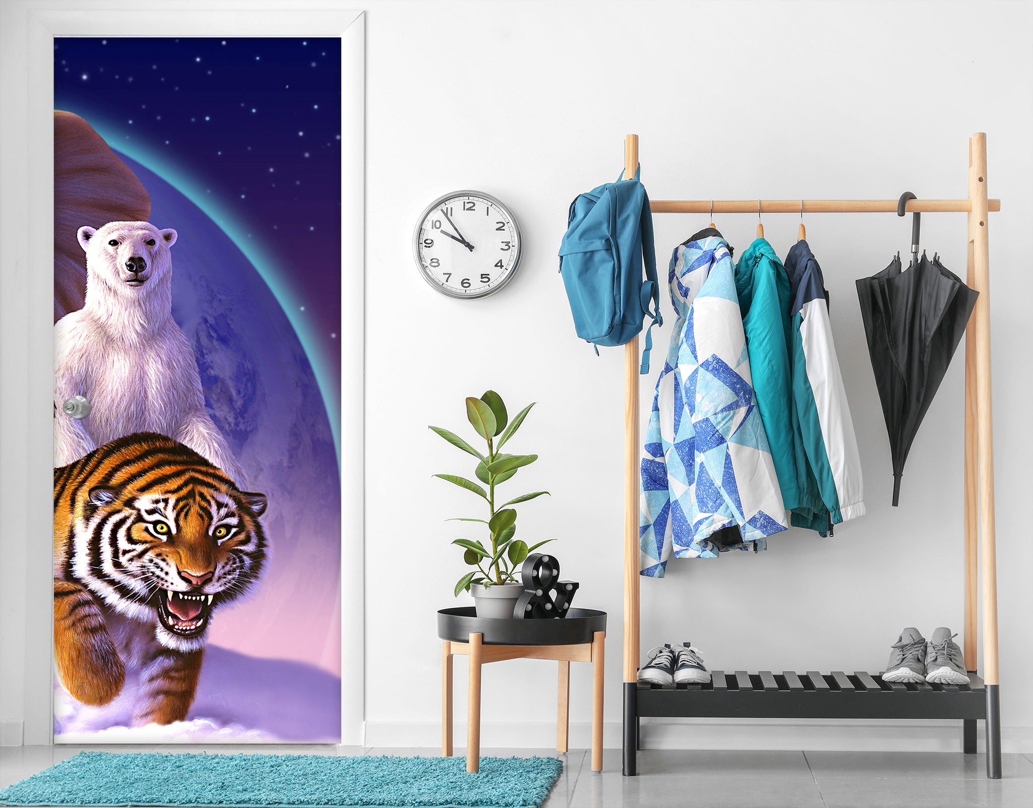 3D Polar Bear Tiger 112163 Jerry LoFaro Door Mural