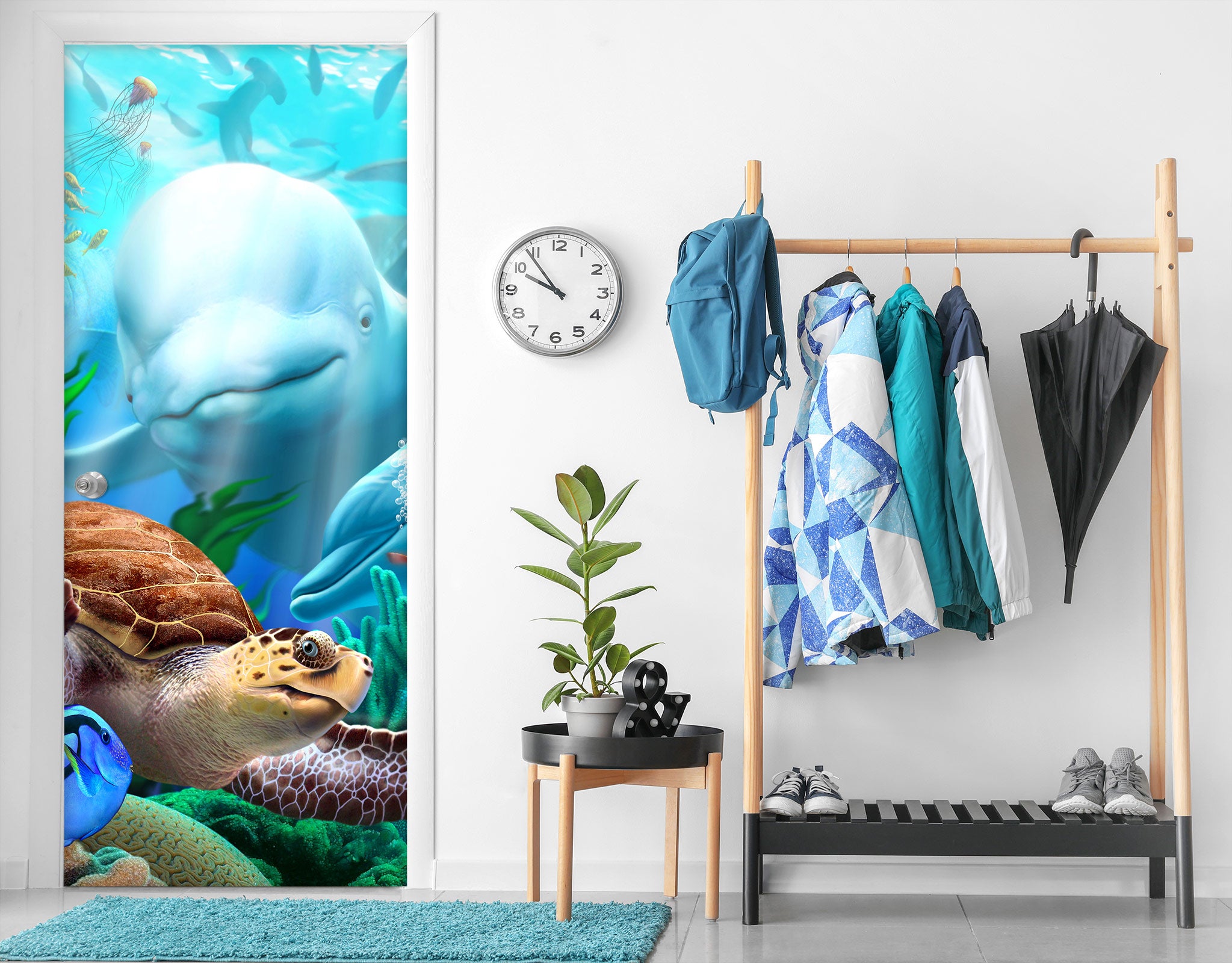 3D Whale Sea Turtle 112149 Jerry LoFaro Door Mural