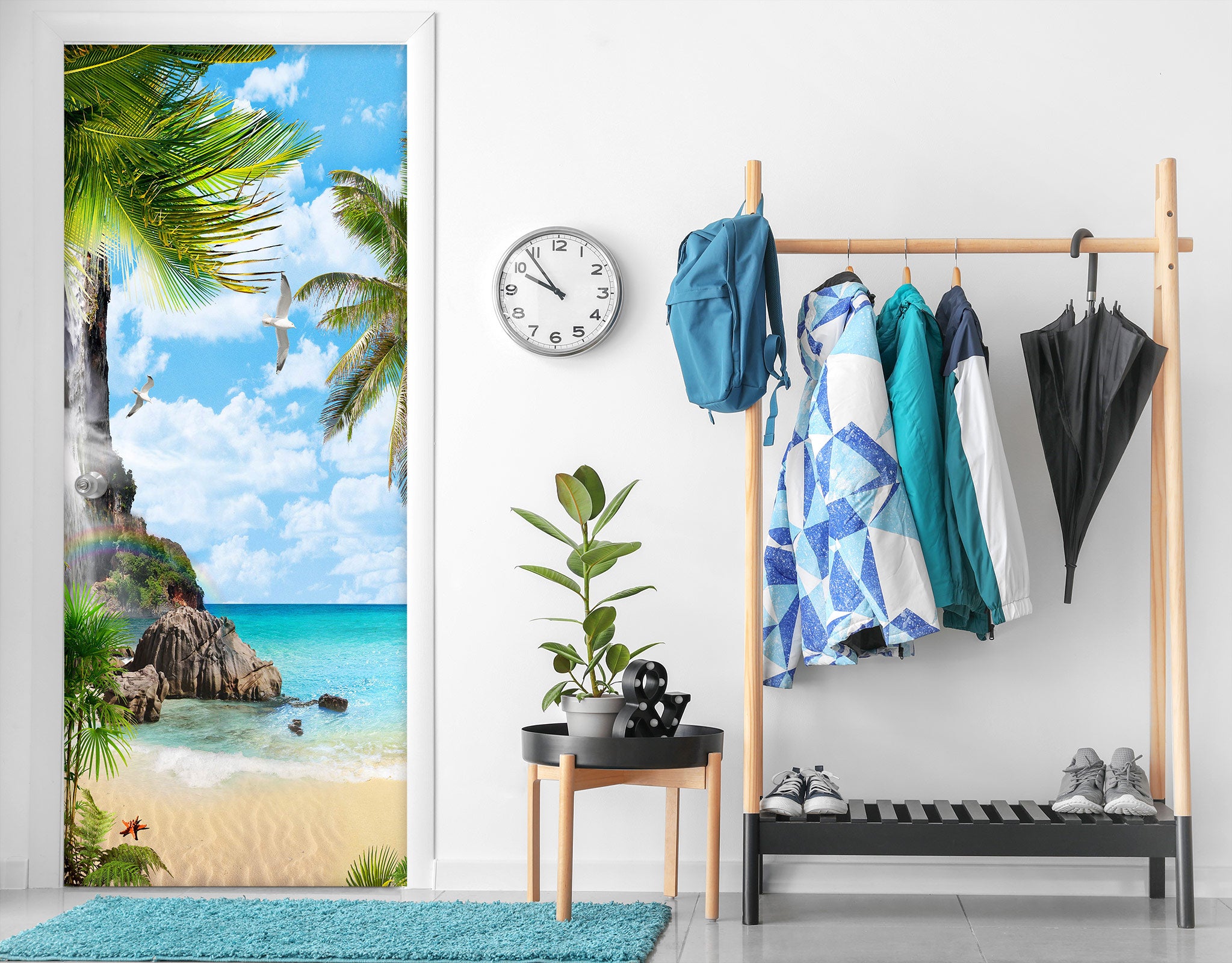 3D Beach Forest 228 Door Mural