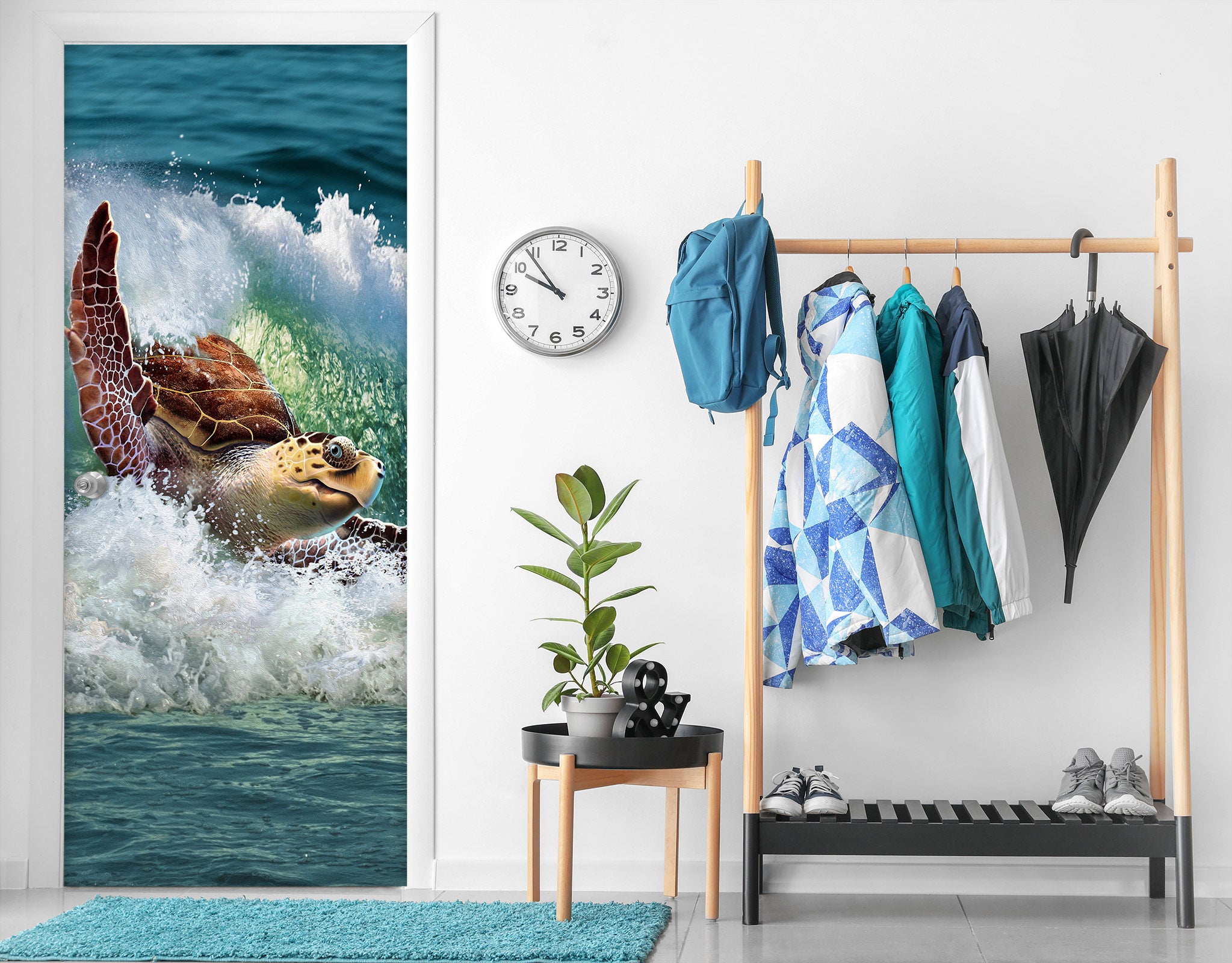 3D Waves Sea Turtle 112148 Jerry LoFaro Door Mural
