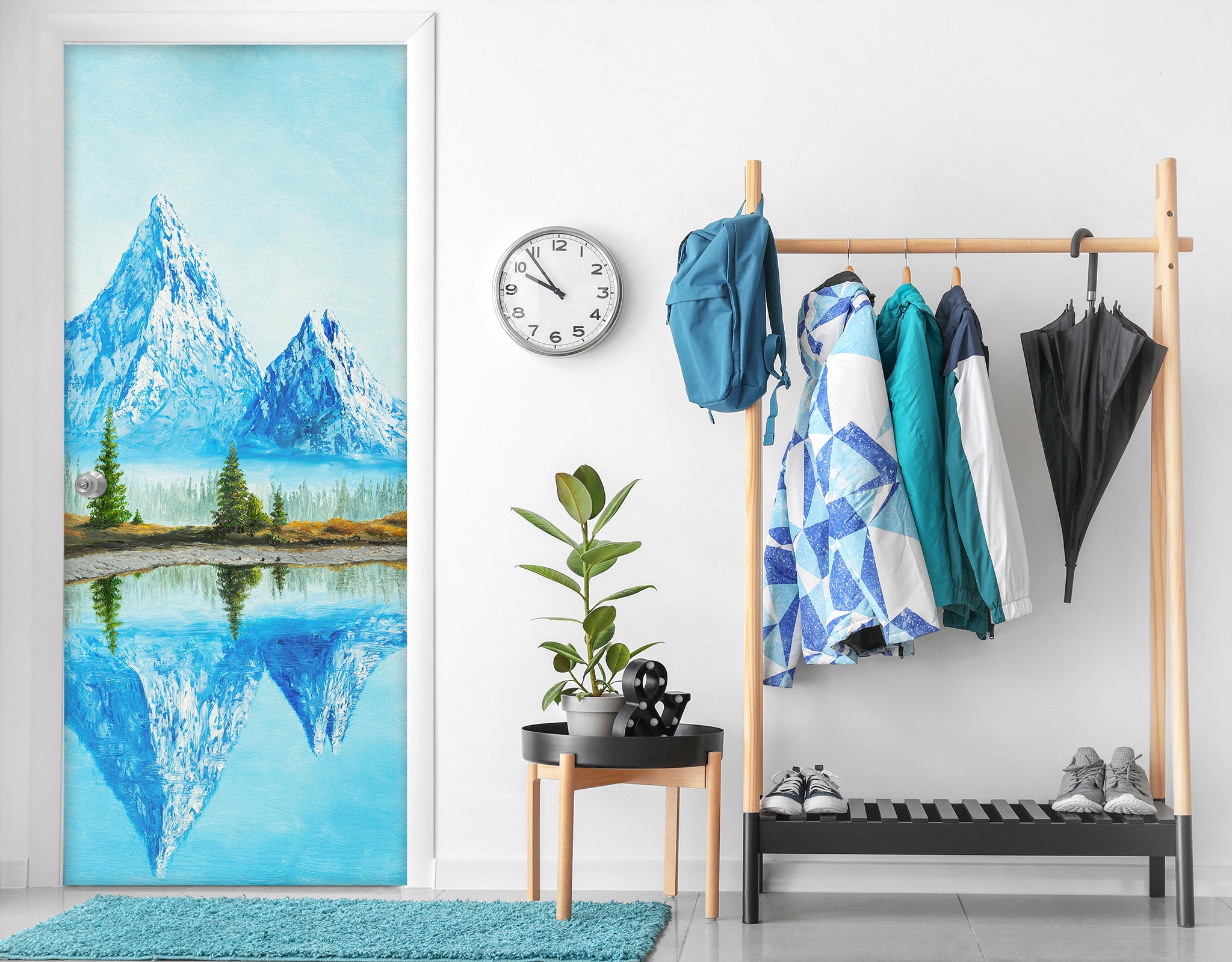 3D Snow Mountain Lake Shadow 9443 Marina Zotova Door Mural